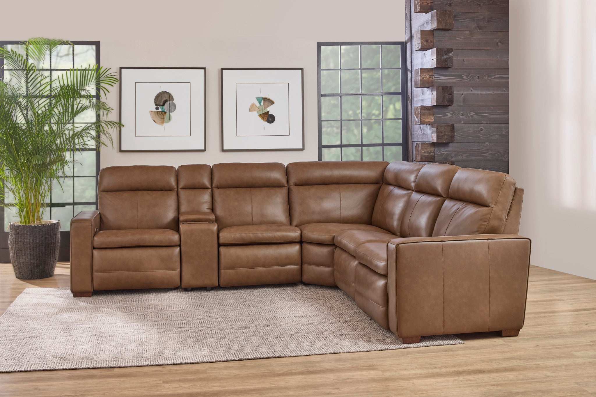 Dutch Leather Power Reclining Sectional
