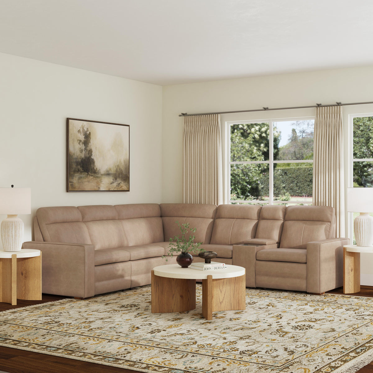 Dutch Leather Power Reclining Sectional