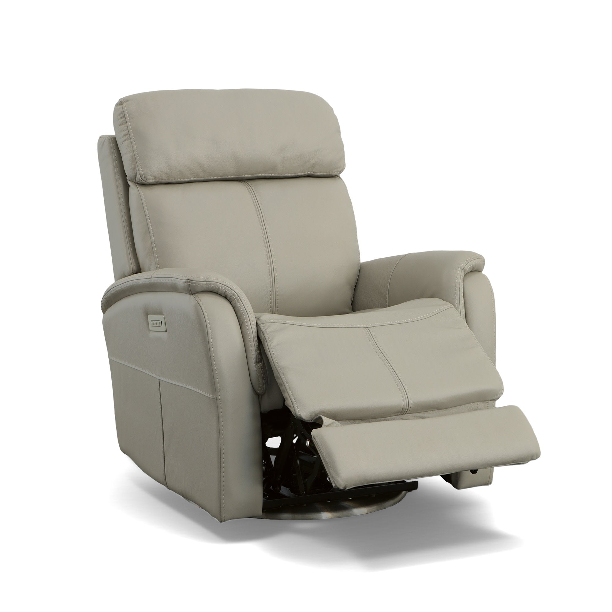 View Leather Power Swivel Recliner with Power Headrest