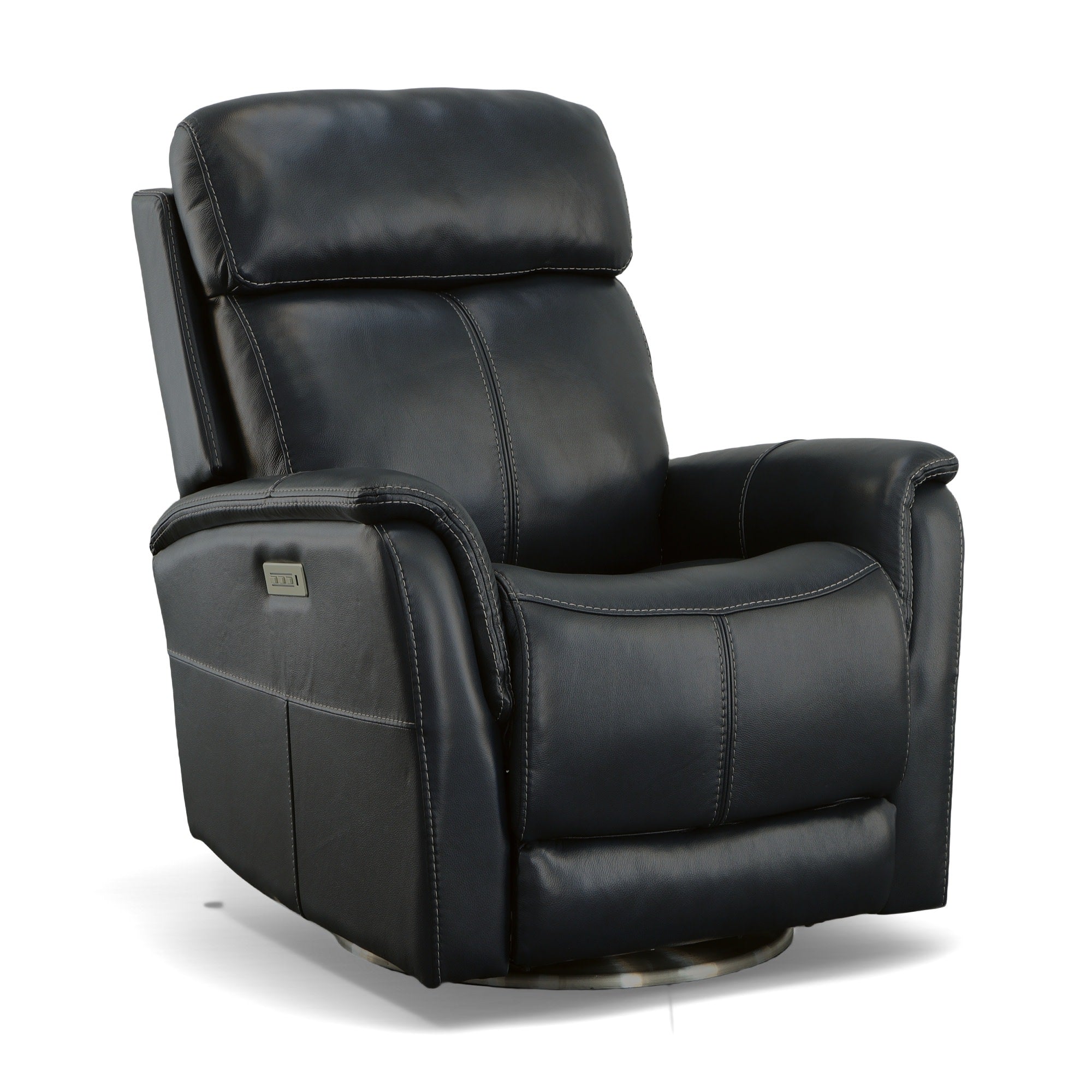 View Leather Power Swivel Recliner with Power Headrest