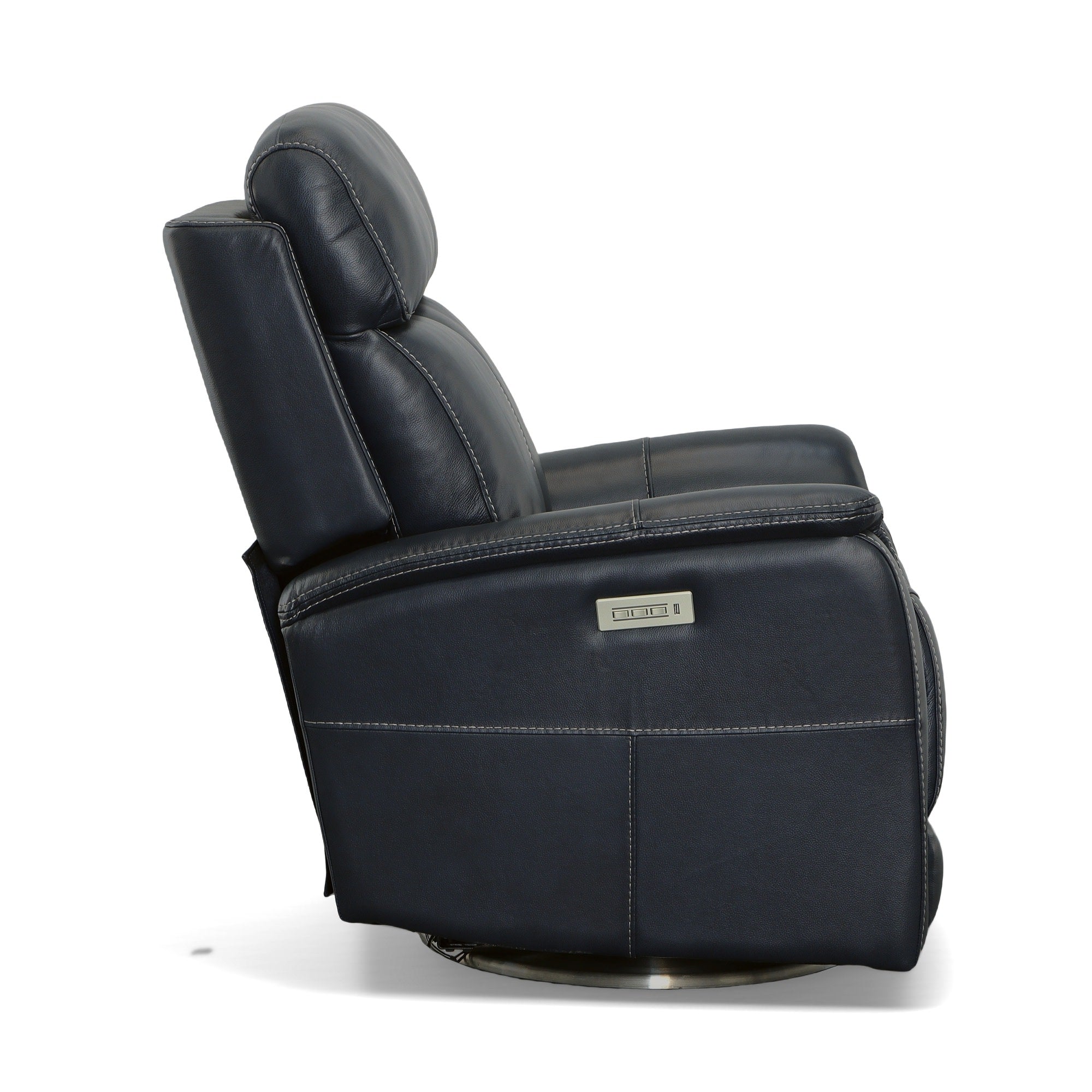 View Leather Power Swivel Recliner with Power Headrest