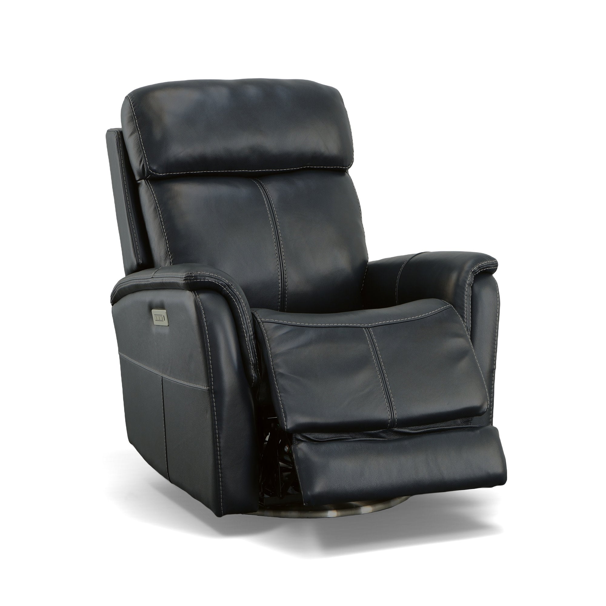 View Leather Power Swivel Recliner with Power Headrest
