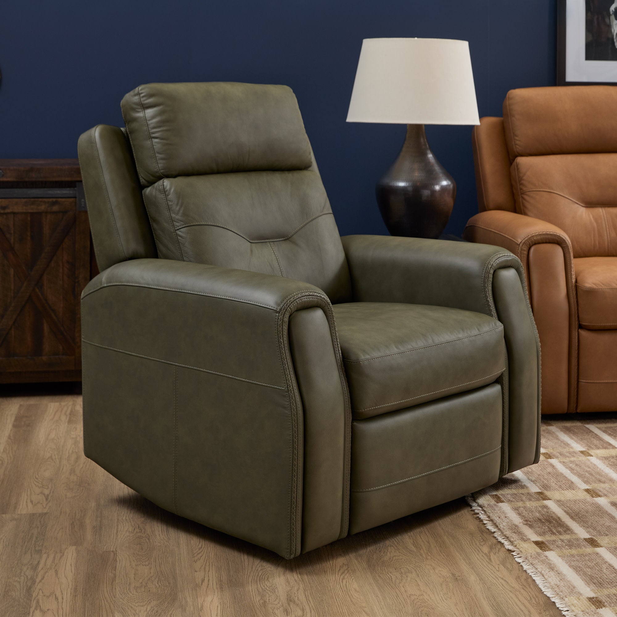 Felix Leather Power Recliner with Power Headrest, Lumbar, Heat & Massage
