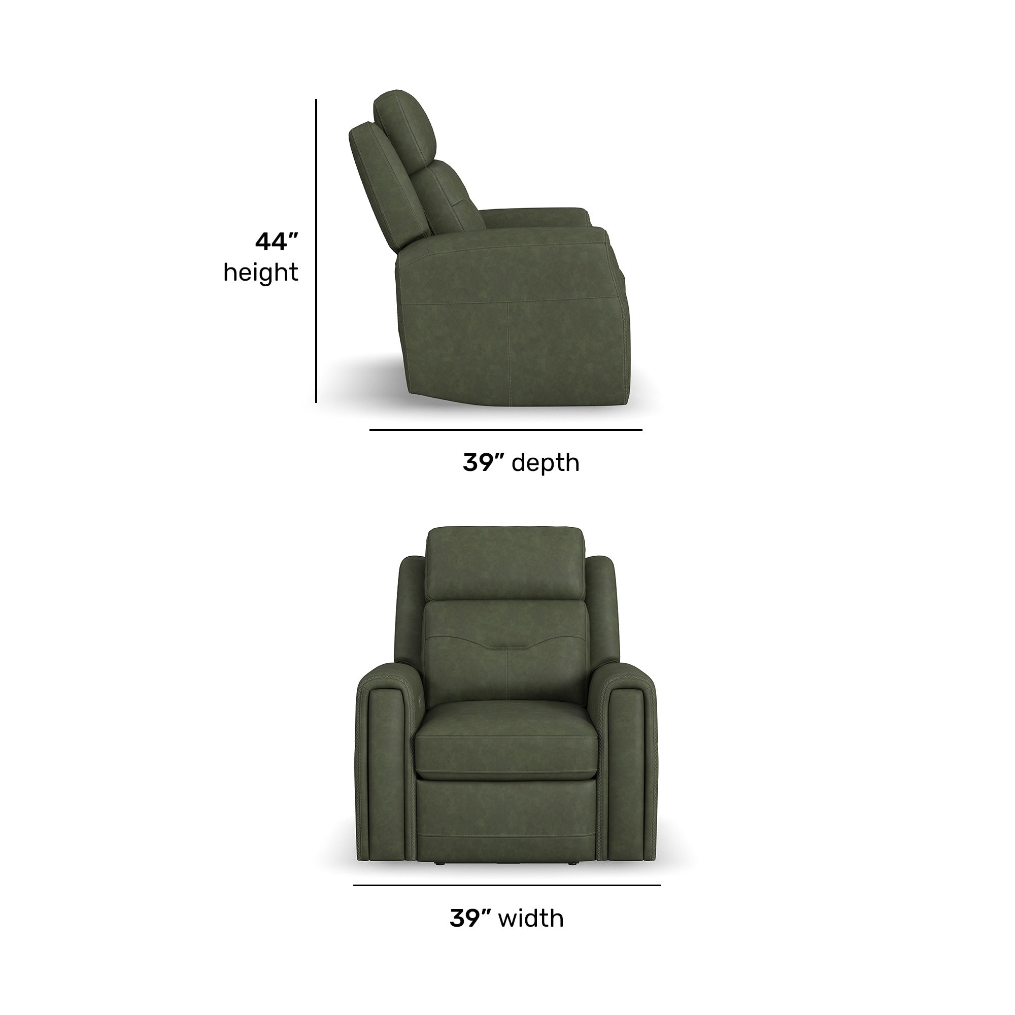 Felix Leather Power Recliner with Power Headrest, Lumbar, Heat & Massage