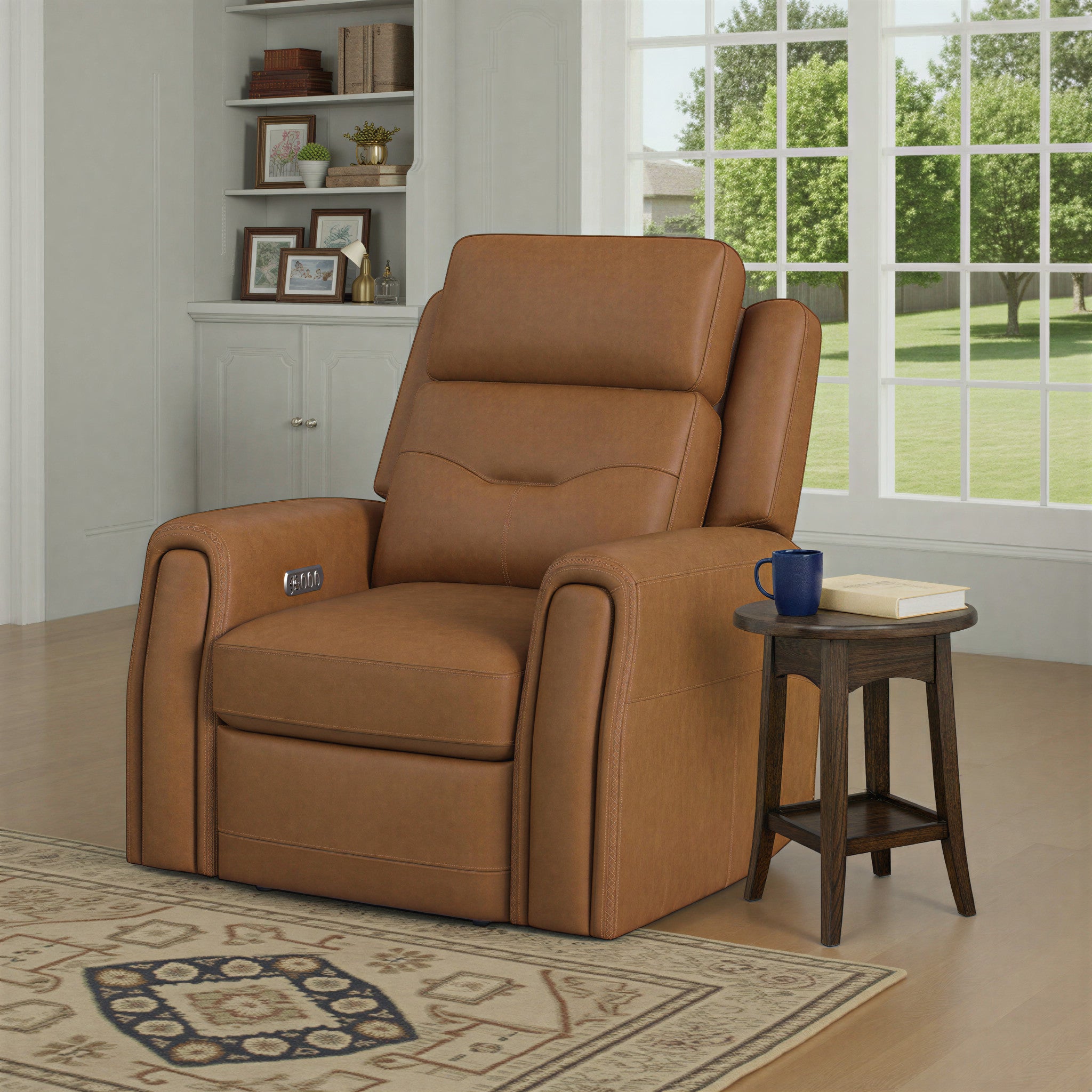 Felix Leather Power Recliner with Power Headrest, Lumbar, Heat & Massage