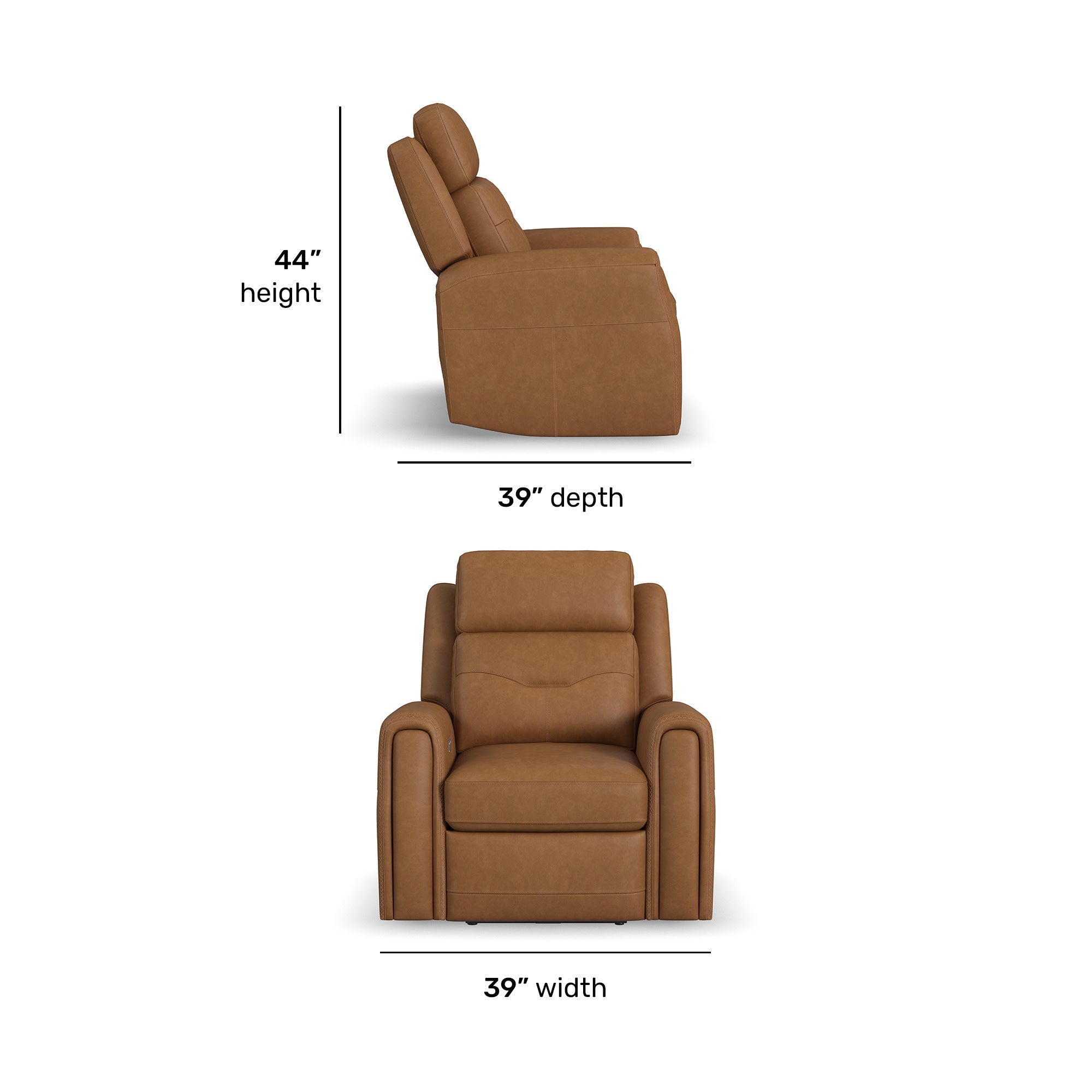 Felix Leather Power Recliner with Power Headrest, Lumbar, Heat & Massage