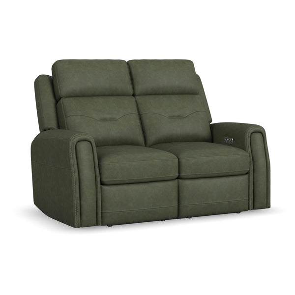 Felix Leather Power Reclining Loveseat with Power Headrest, Lumbar, Heat & Massage