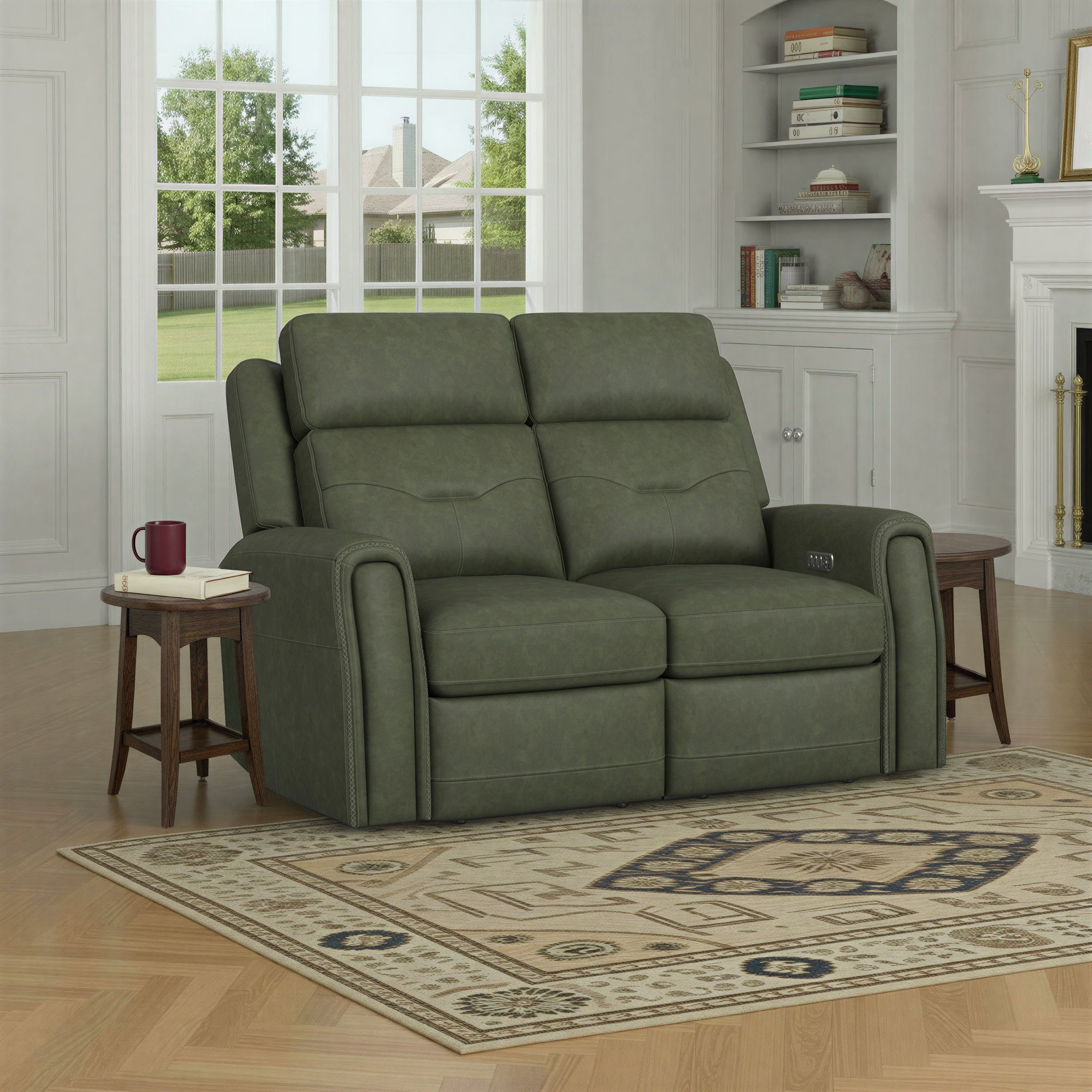 Felix Leather Power Reclining Loveseat with Power Headrest, Lumbar, Heat & Massage