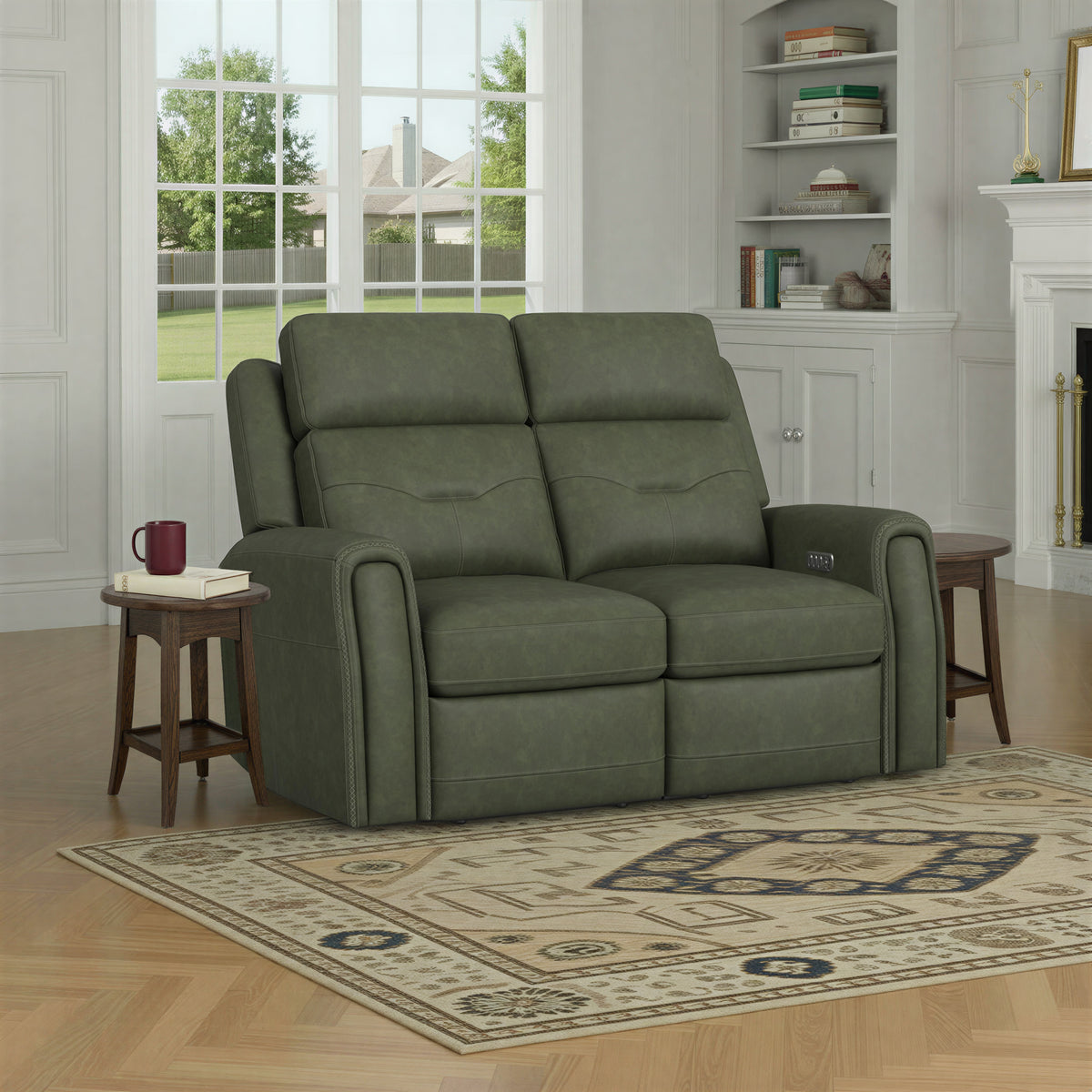 Felix Leather Power Reclining Loveseat with Power Headrest, Lumbar, Heat & Massage