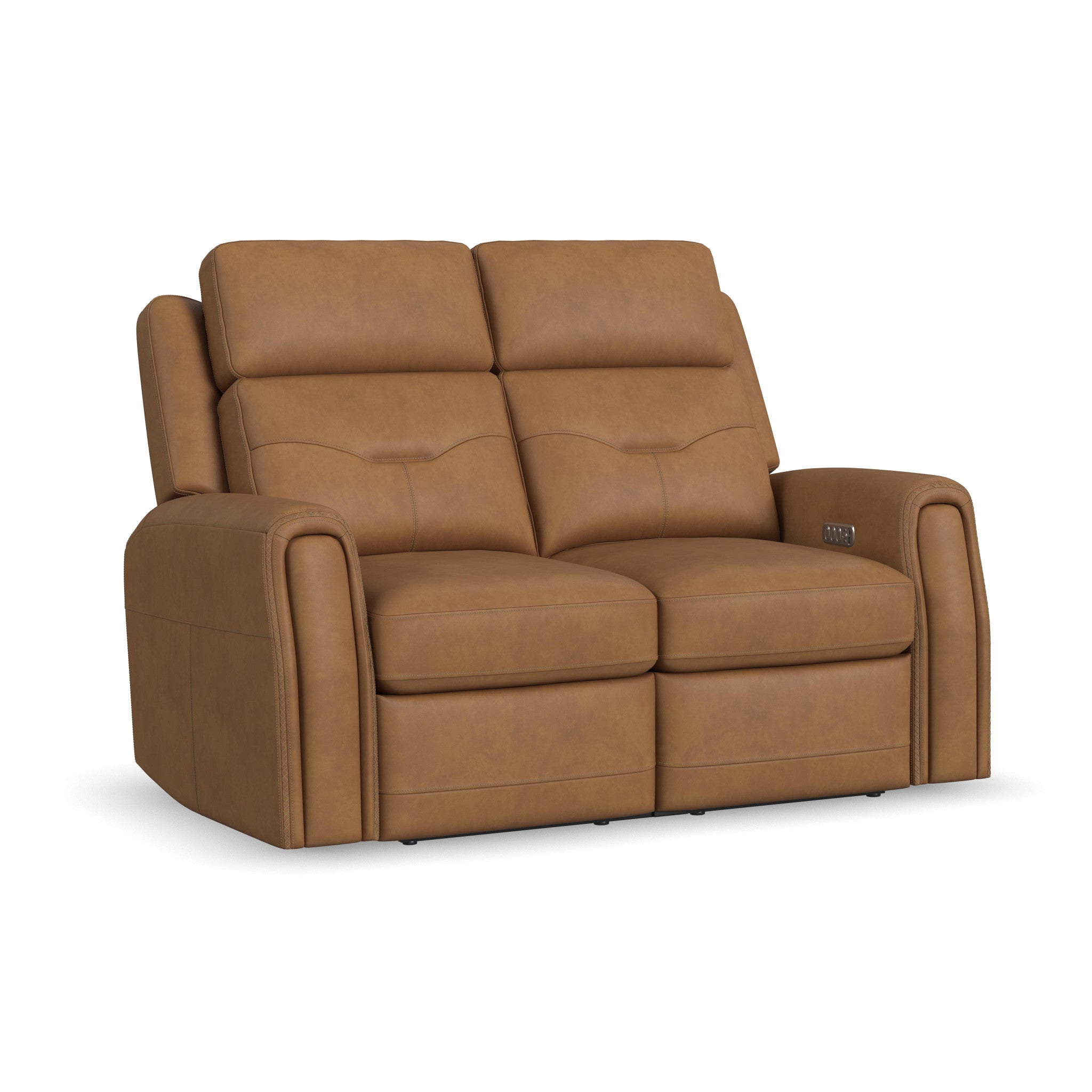 Felix Leather Power Reclining Loveseat with Power Headrest, Lumbar, Heat & Massage