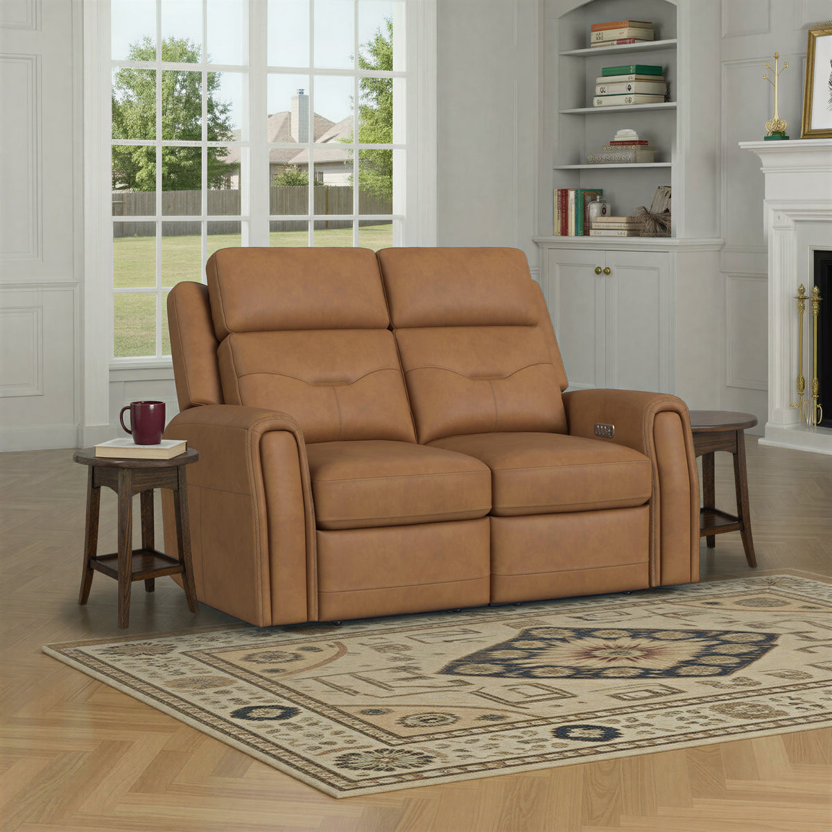 Felix Leather Power Reclining Loveseat with Power Headrest, Lumbar, Heat & Massage