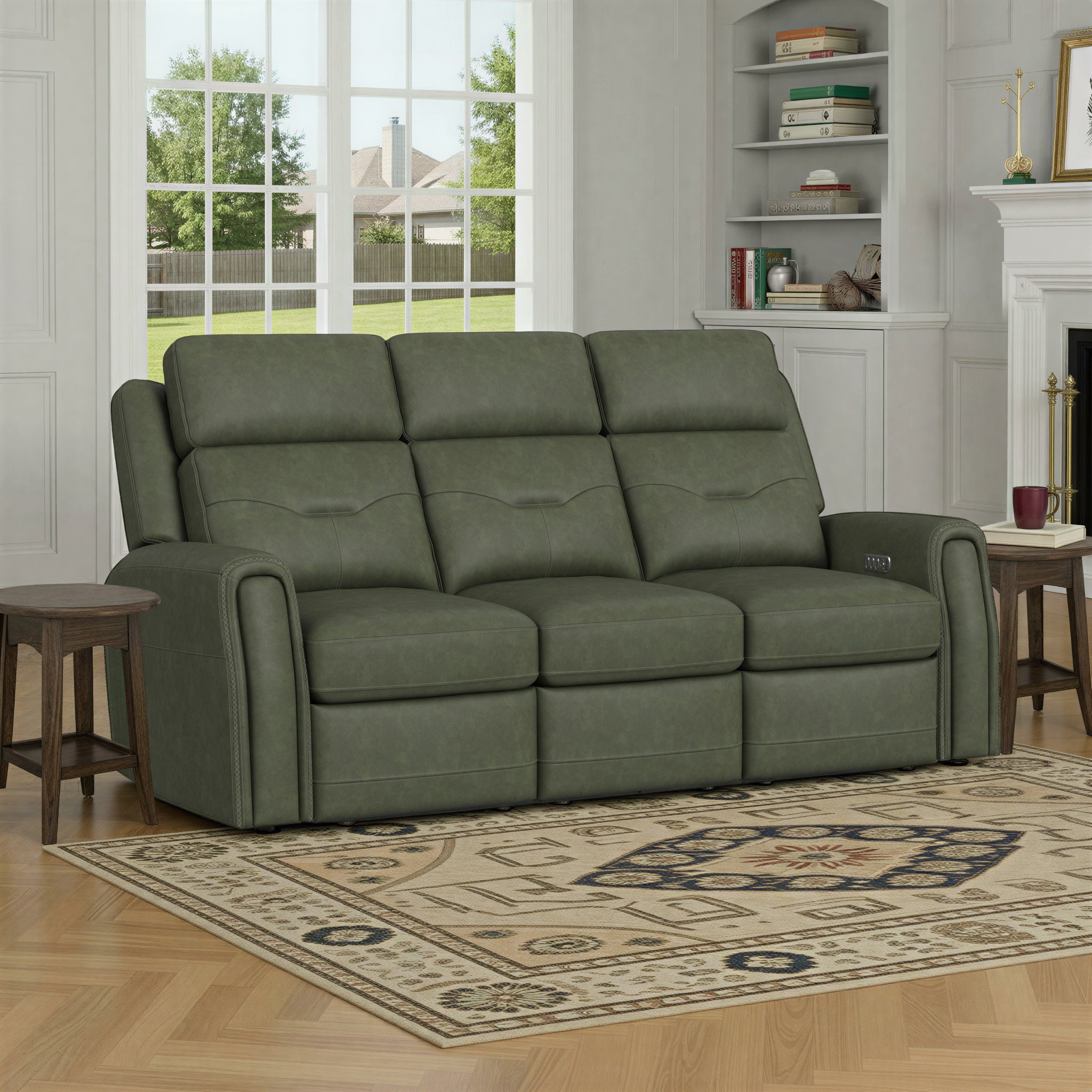 Felix Leather Power Reclining Sofa with Power Headrest, Lumbar, Heat & Massage