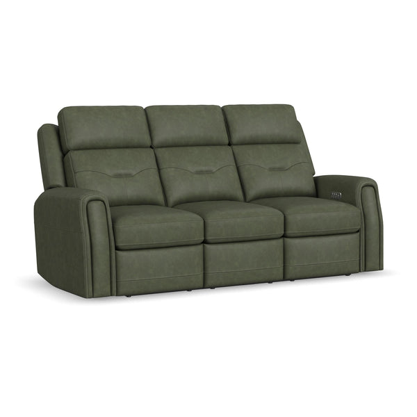 Felix Leather Power Reclining Sofa with Power Headrest, Lumbar, Heat & Massage