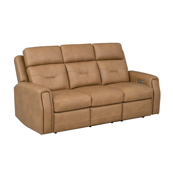 Felix Leather Power Reclining Sofa with Power Headrest, Lumbar, Heat & Massage
