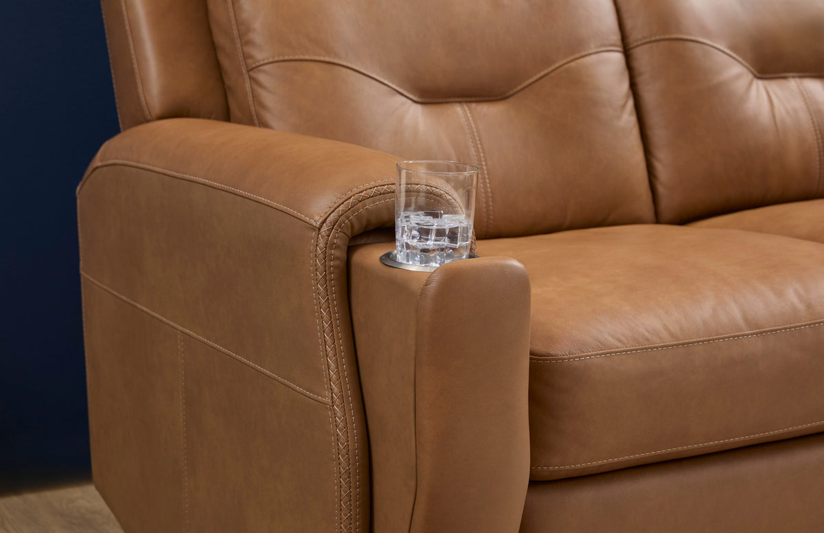 Felix Leather Power Reclining Sofa with Power Headrest, Lumbar, Heat & Massage