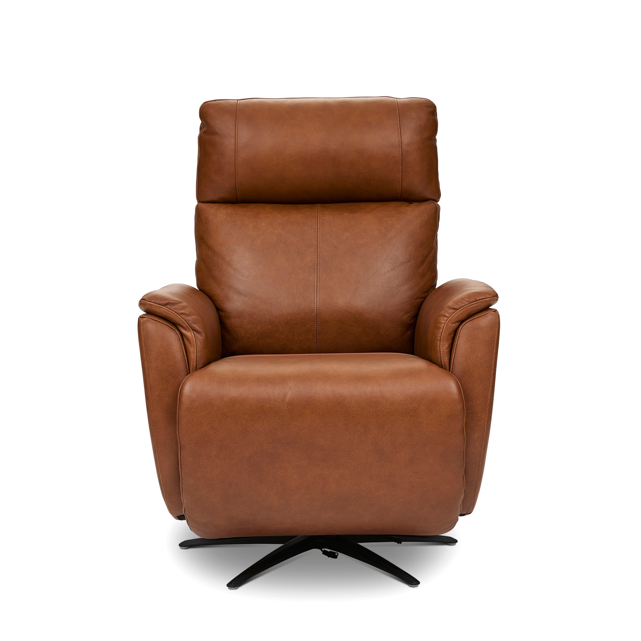 Cove Leather Power Swivel Recliner with Power Headrest, Lumbar, Heat, & Massage