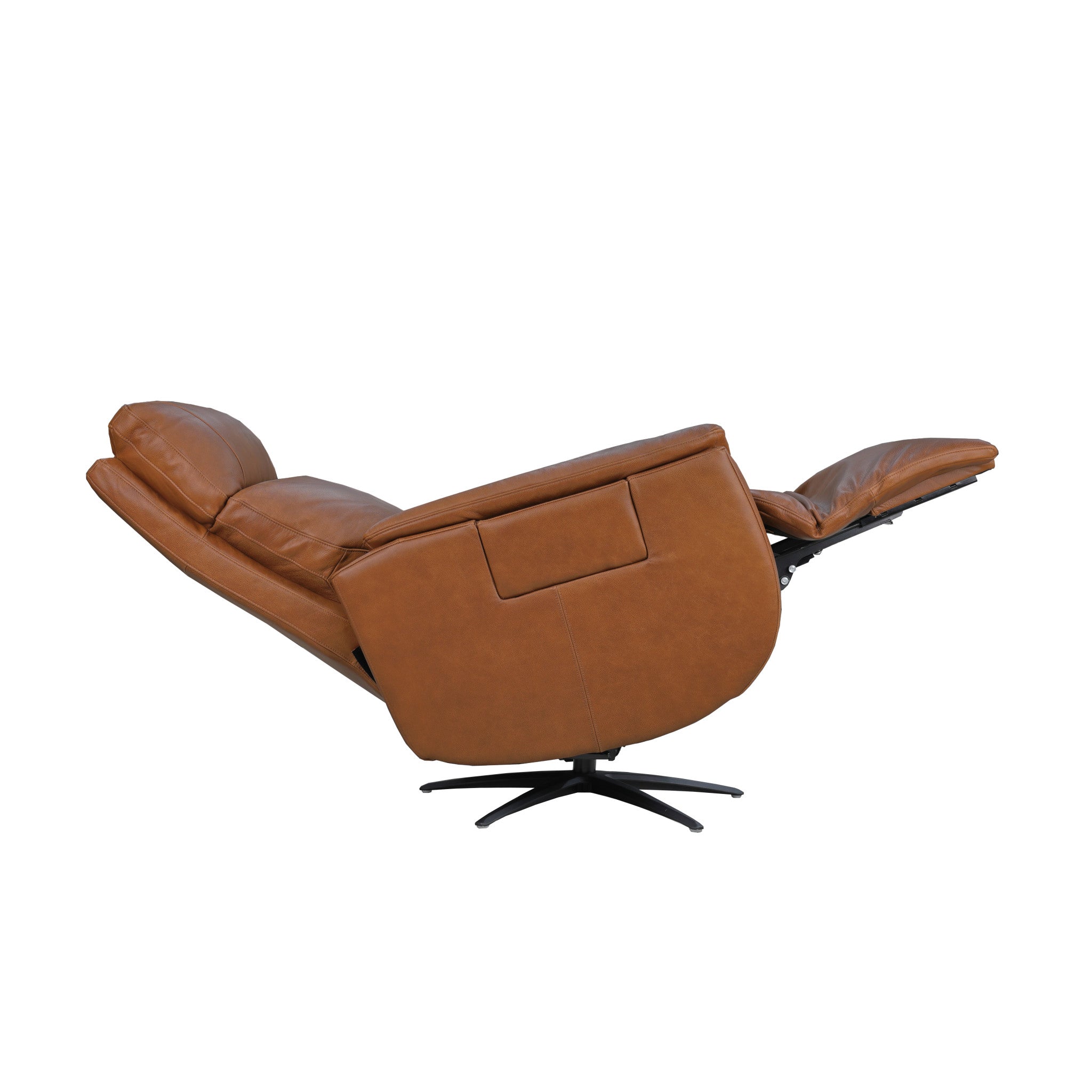 Cove Leather Power Swivel Recliner with Power Headrest, Lumbar, Heat, & Massage