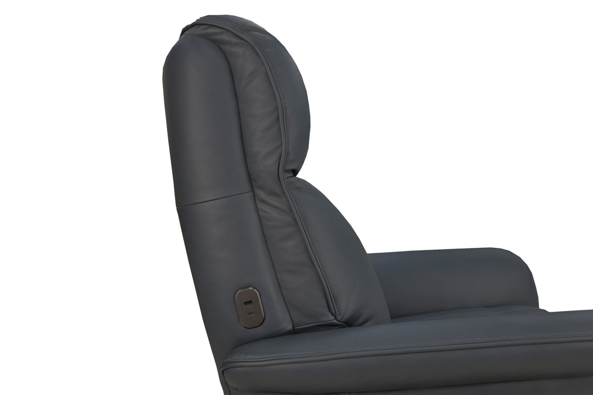 Haven Leather Power Swivel Recliner with Power Headrest, Lumbar, Heat, Massage & Ventilation