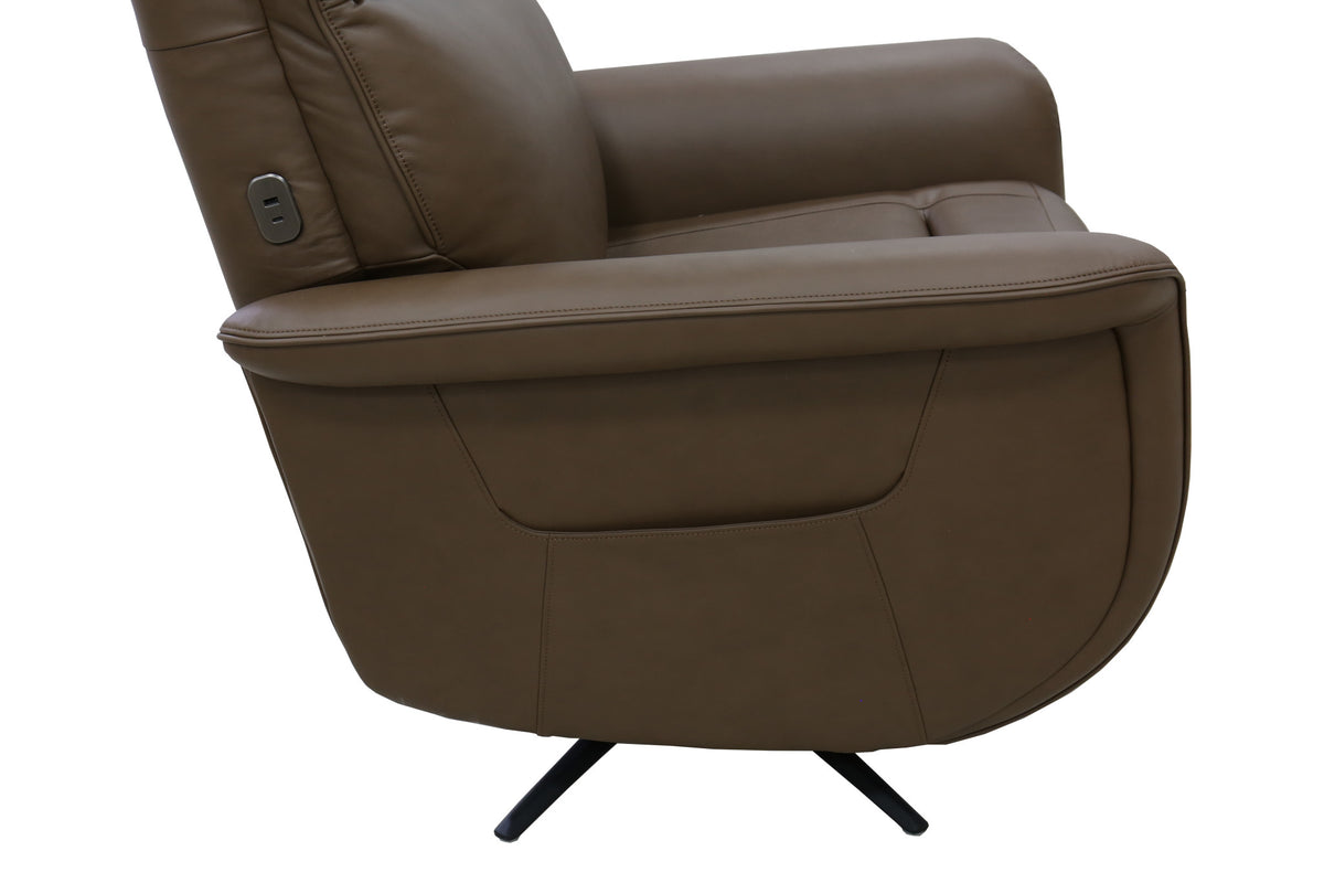 Haven Leather Power Swivel Recliner with Power Headrest, Lumbar, Heat, Massage & Ventilation