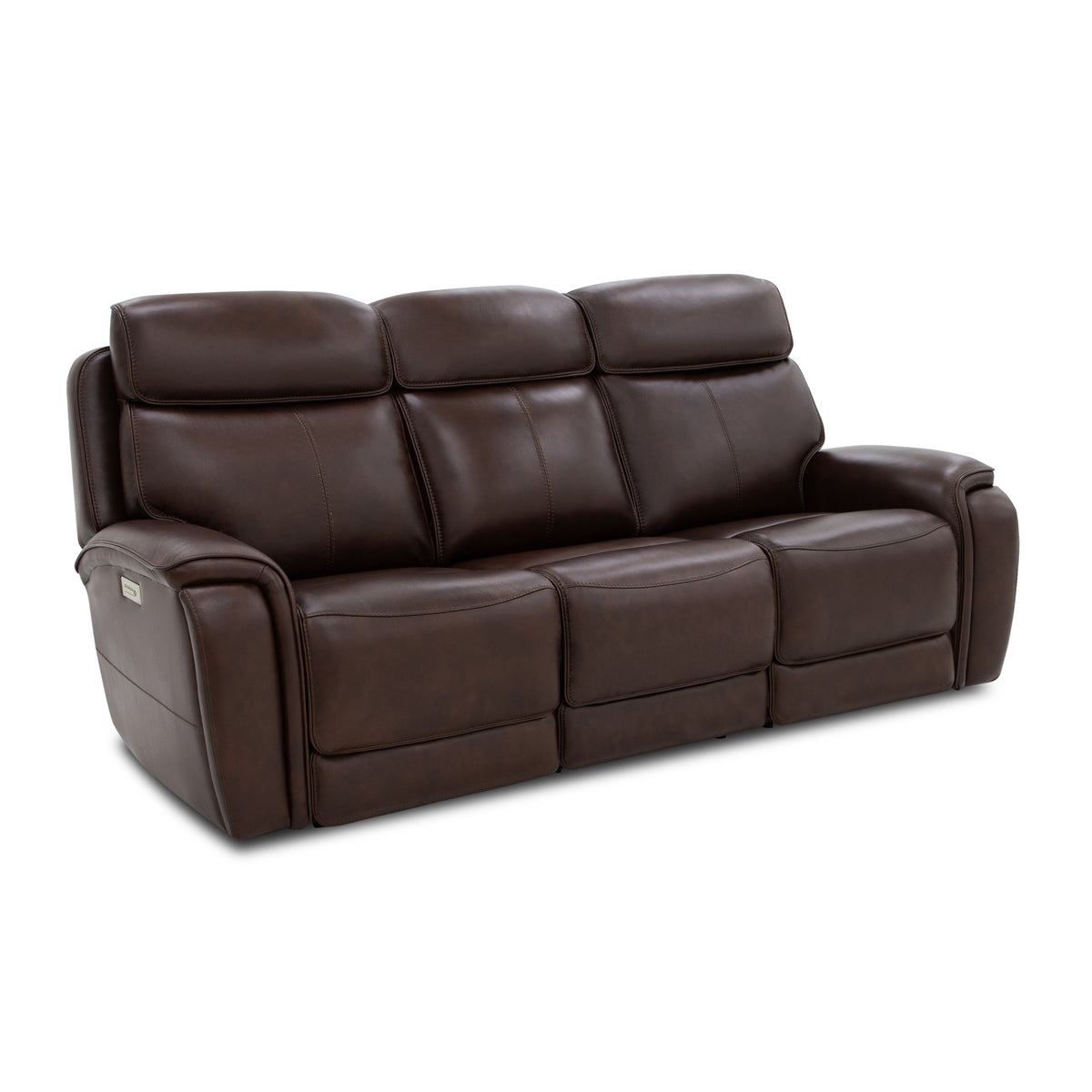 Walker Leather Power Reclining Sofa w/ Console, Power Headrest & Lumbar