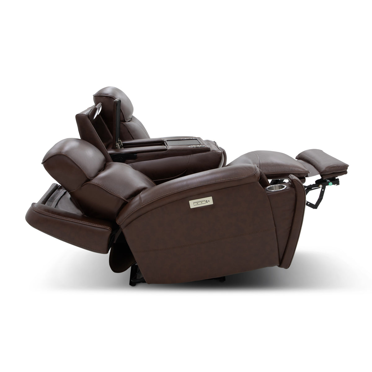 Walker Leather Power Reclining Sofa w/ Console, Power Headrest & Lumbar