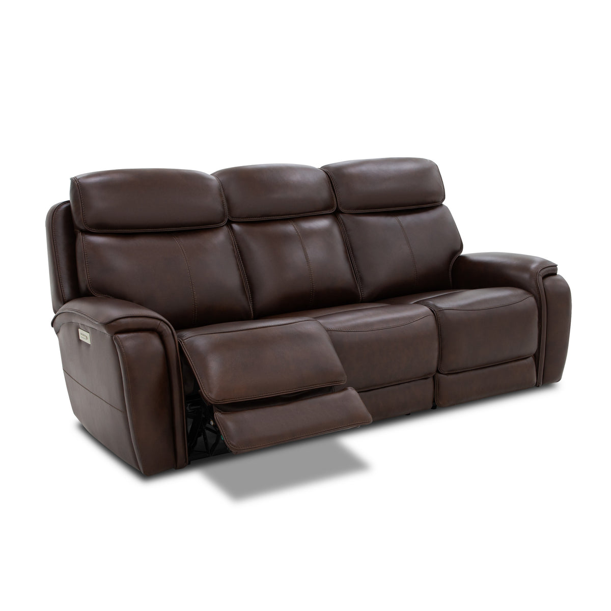 Walker Leather Power Reclining Sofa w/ Console, Power Headrest & Lumbar