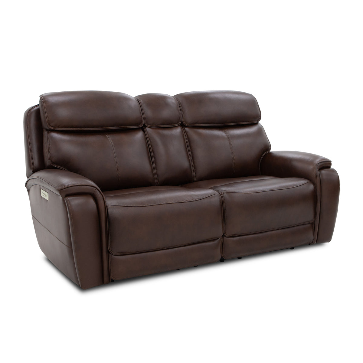 Walker Leather Power Reclining Loveseat w/ Power Headrest & Lumbar