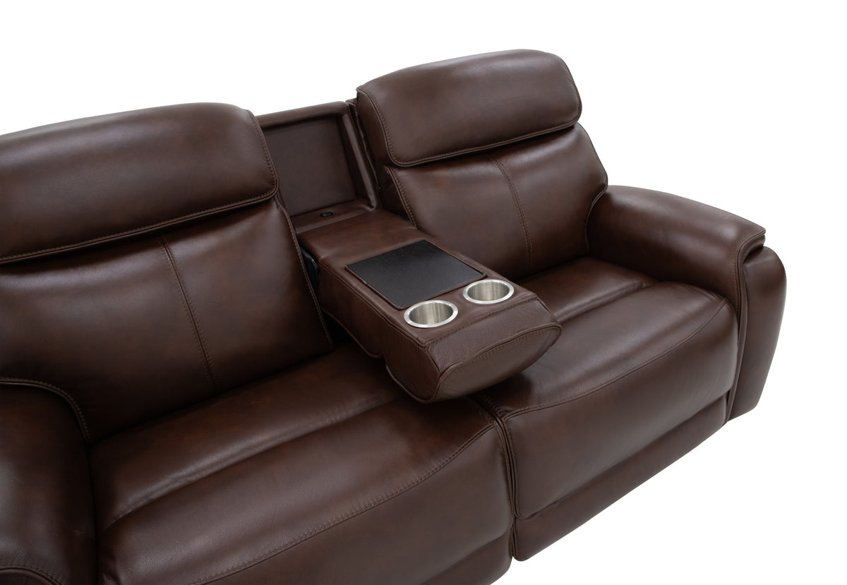 Walker Leather Power Reclining Loveseat w/ Power Headrest & Lumbar