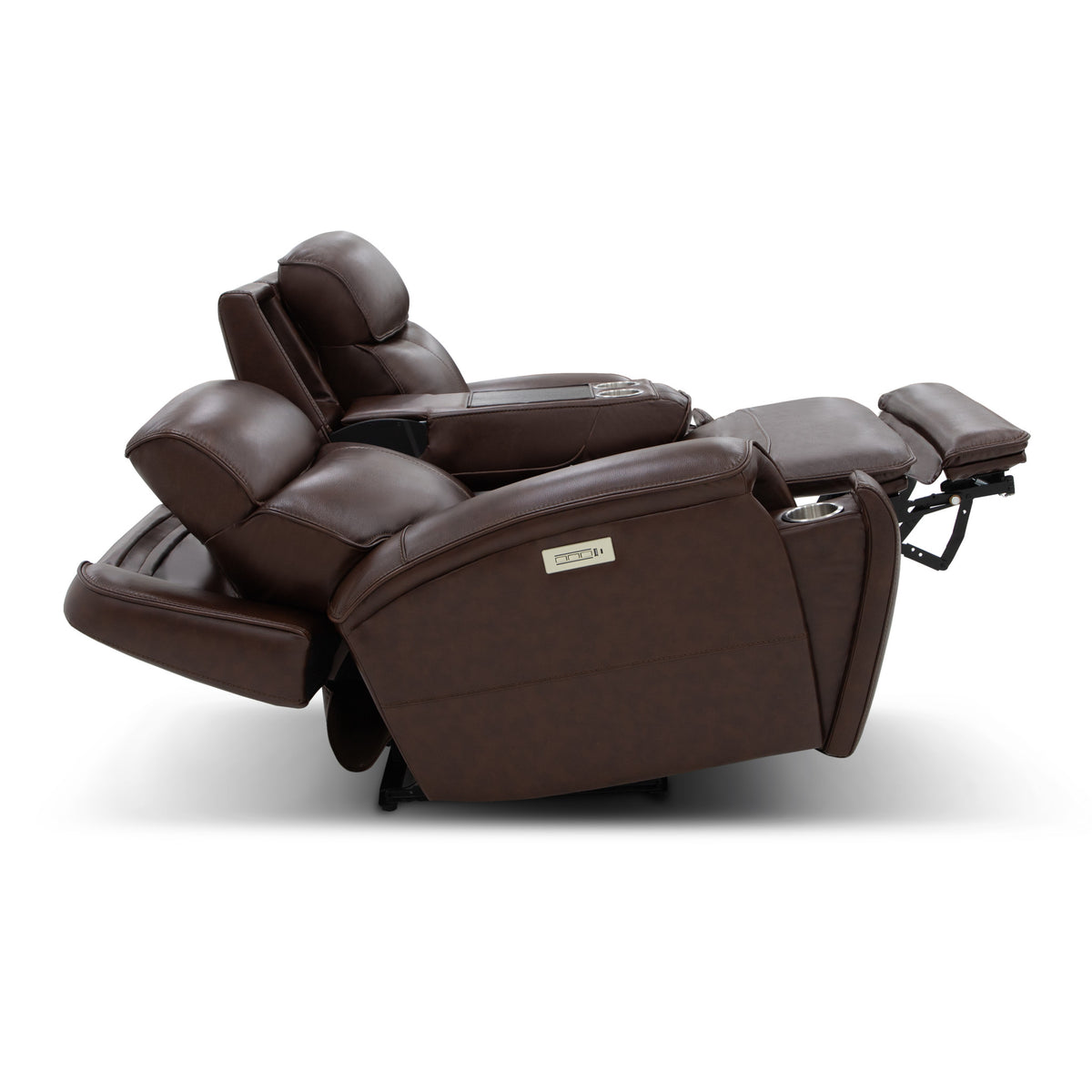 Walker Leather Power Reclining Loveseat w/ Power Headrest & Lumbar