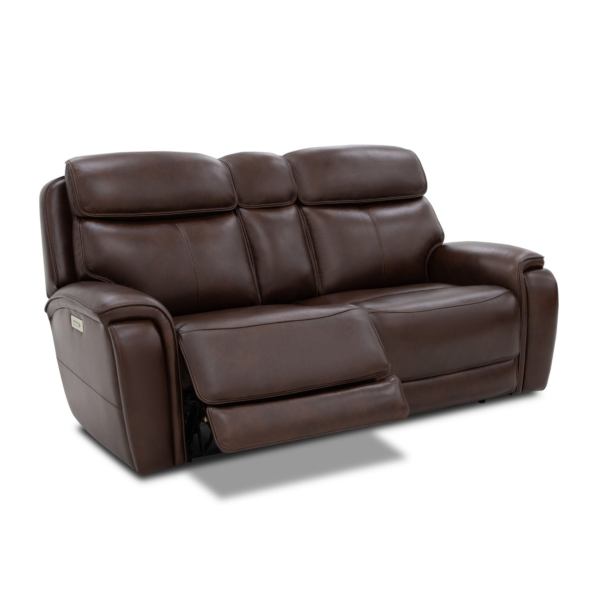 Walker Leather Power Reclining Loveseat w/ Power Headrest & Lumbar
