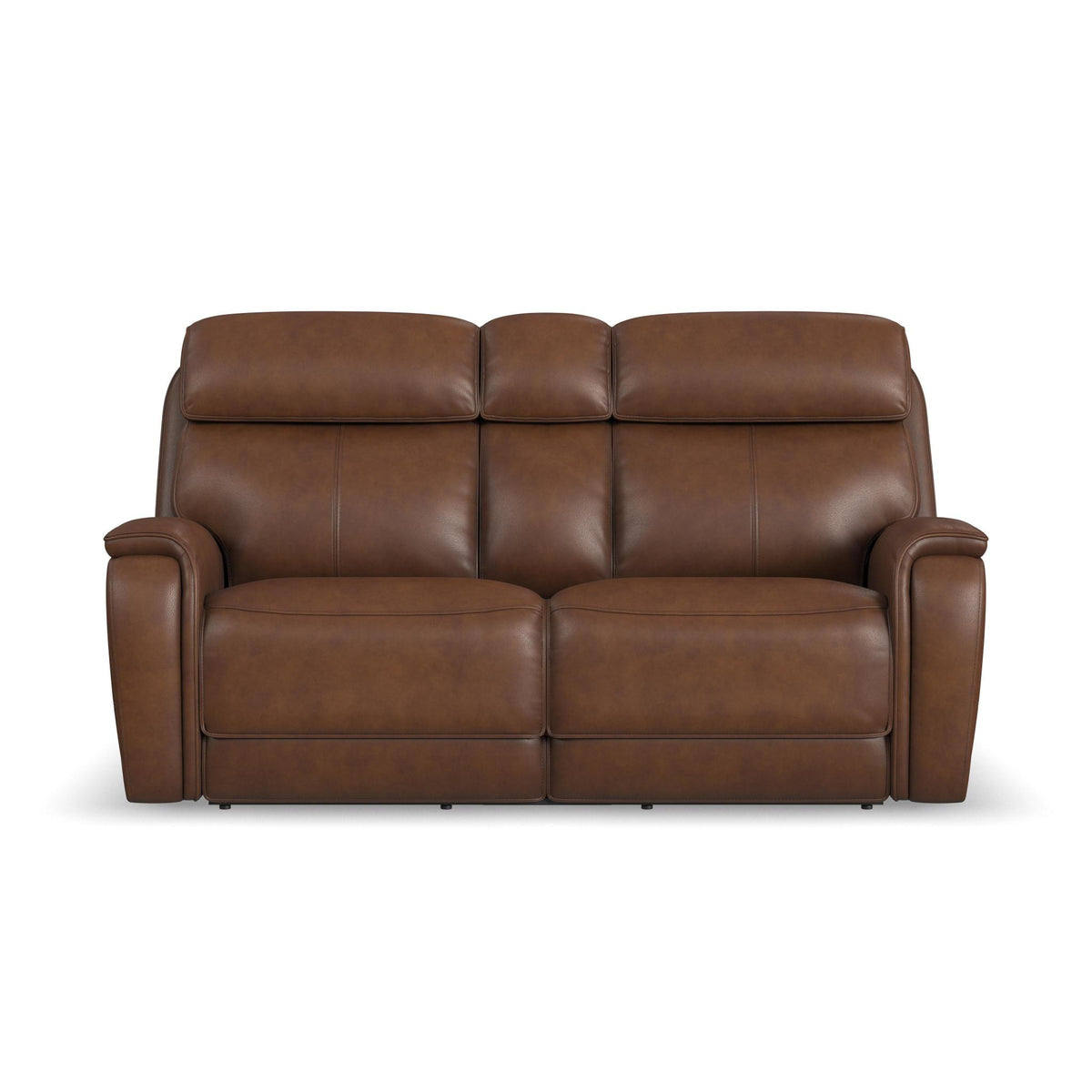 Walker Leather Power Reclining Loveseat w/ Console, Power Headrest & Lumbar