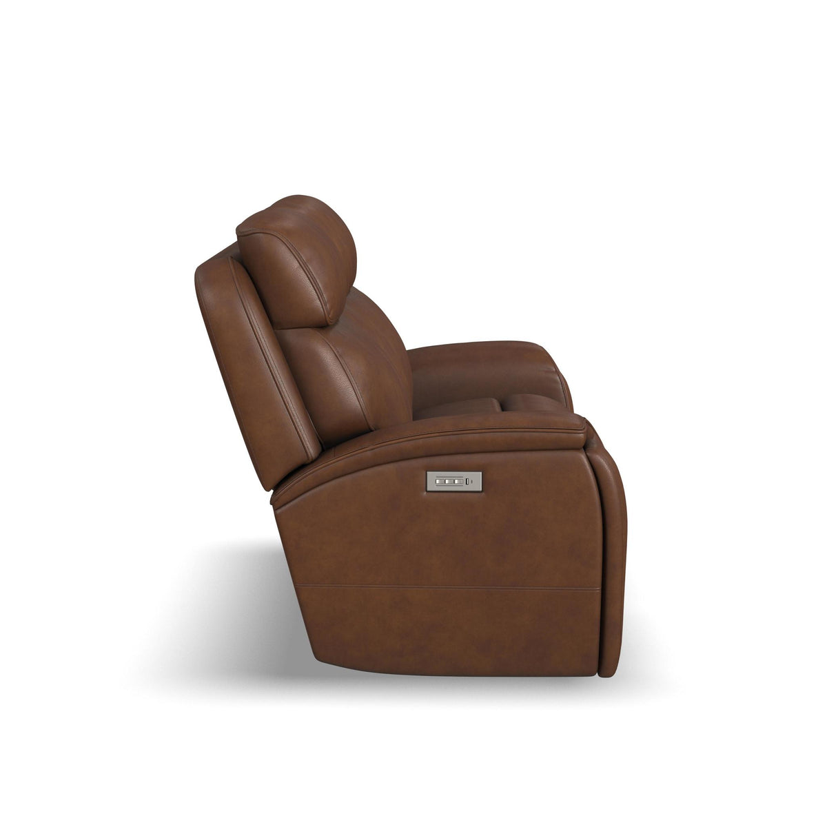 Walker Leather Power Reclining Loveseat w/ Console, Power Headrest & Lumbar