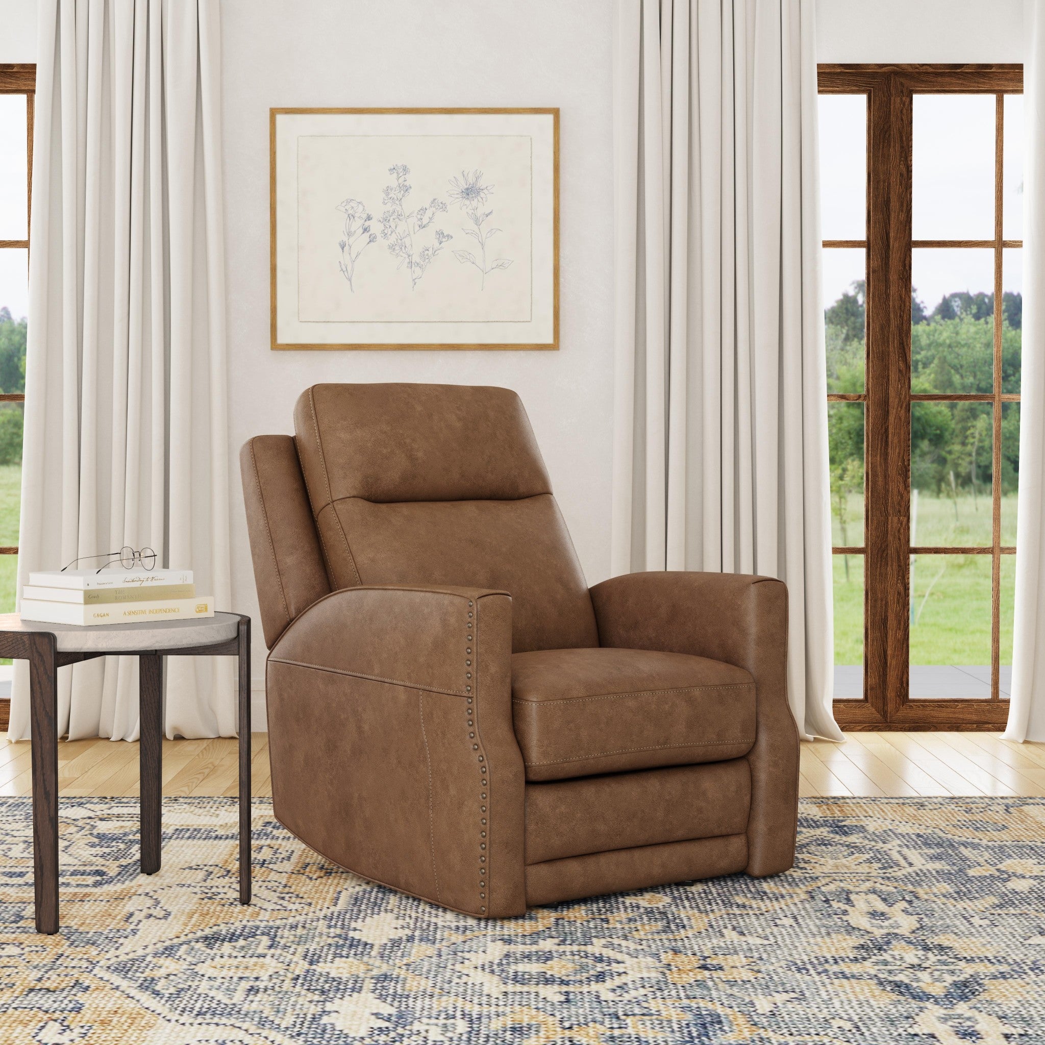 Maxwell Cedar Leather Power Gliding Recliner with Power Headrest