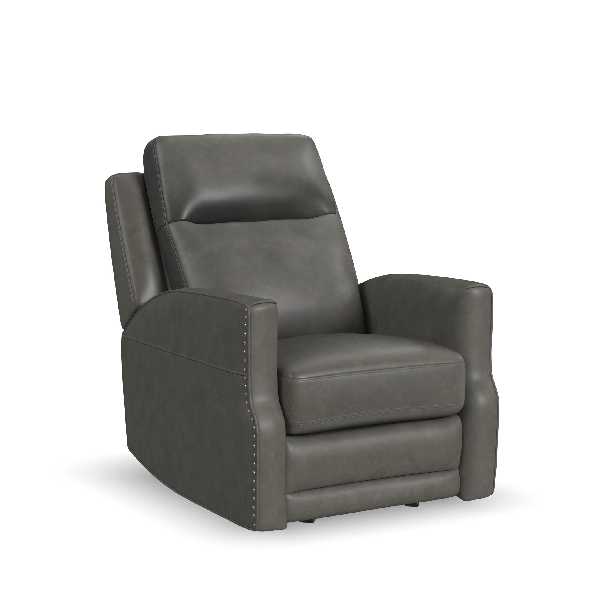 Maxwell Cinder Leather Power Gliding Recliner with Power Headrest