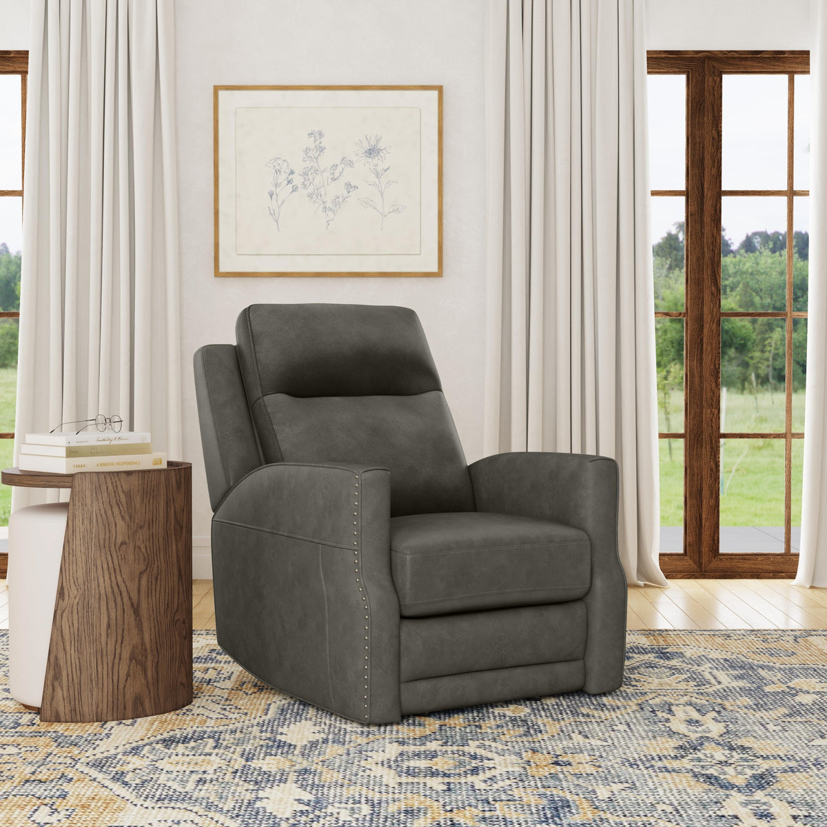 Maxwell Leather Power Gliding Recliner with Power Headrest and Lumbar