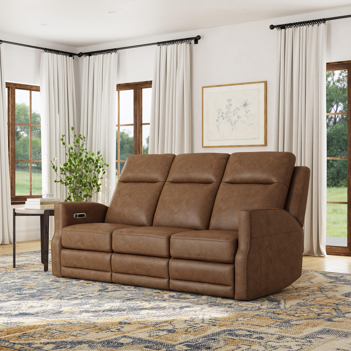 Maxwell Leather Power Reclining Sofa with Power Headrests and Lumbar