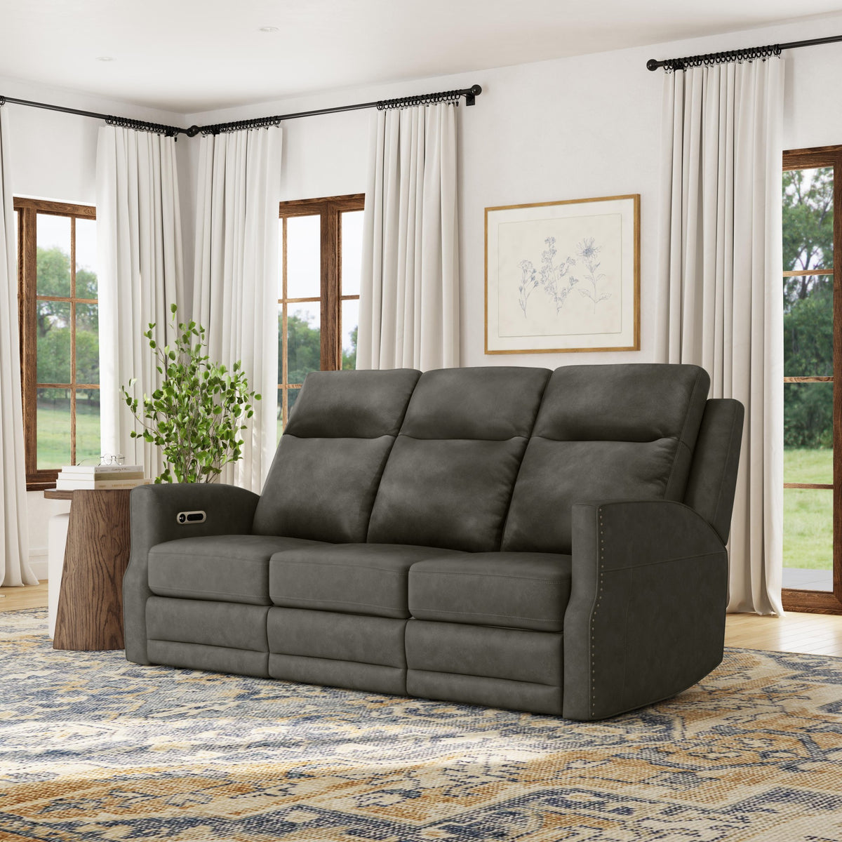 Maxwell Leather Power Reclining Sofa with Power Headrests and Lumbar