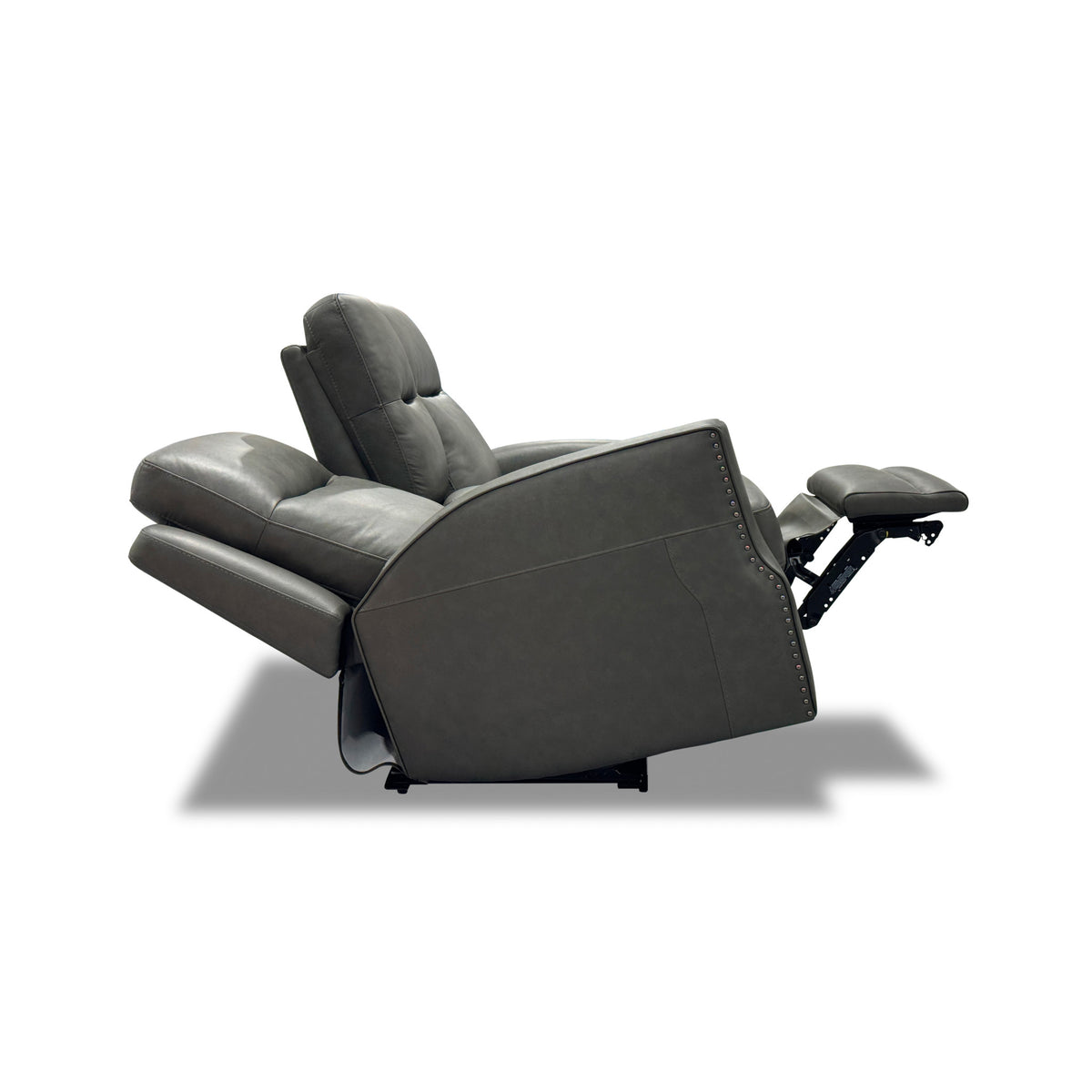 Maxwell Leather Power Reclining Loveseat with Console, Power Headrests and Lumbar