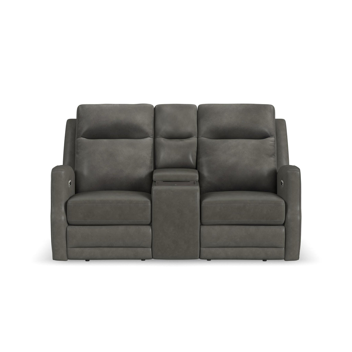 Maxwell Leather Power Reclining Loveseat with Console, Power Headrests and Lumbar