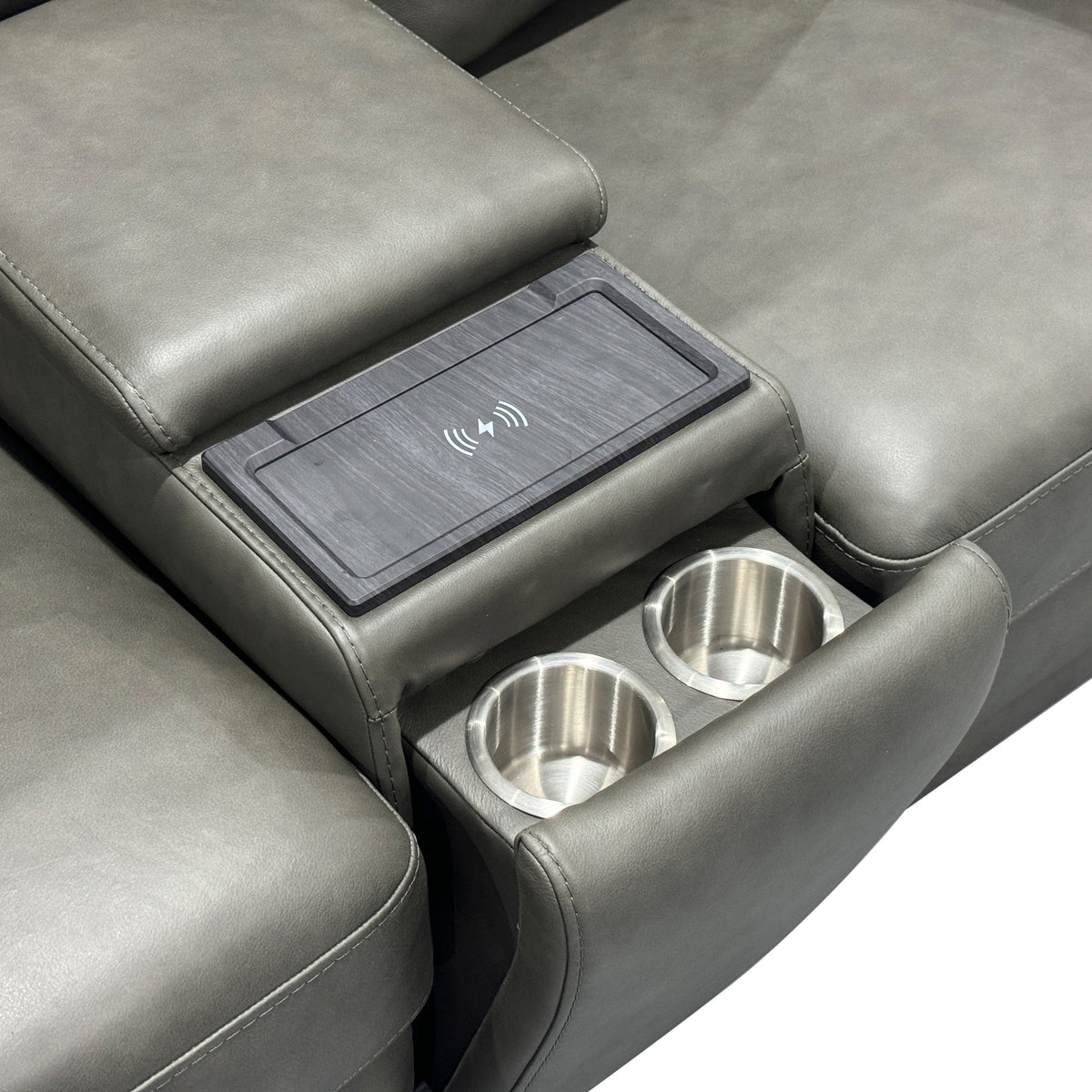 Maxwell Leather Power Reclining Loveseat with Console, Power Headrests and Lumbar