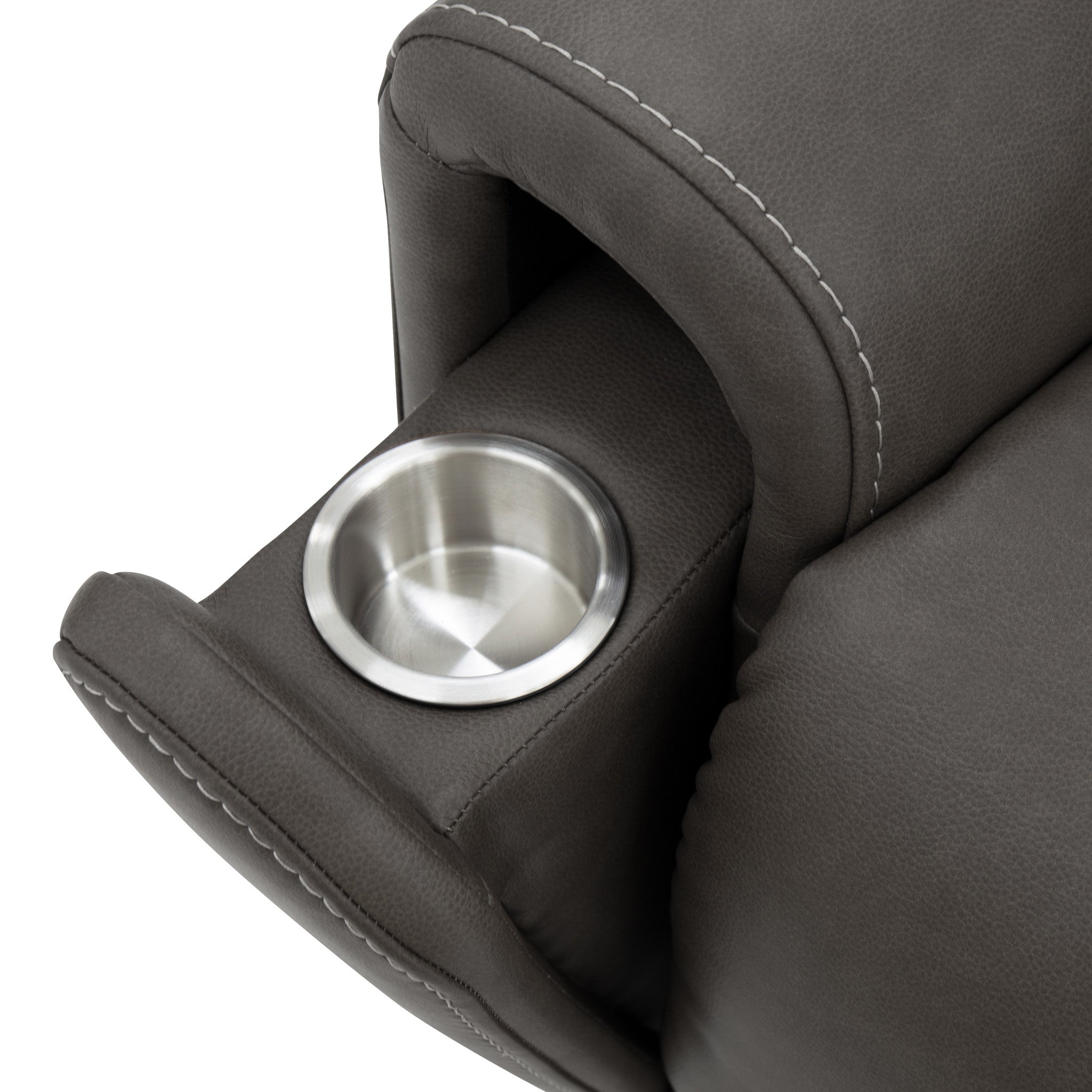 Carter Smoke Fabric Power Rocking Recliner with Power Headrest, Lumbar, Heat & Massage