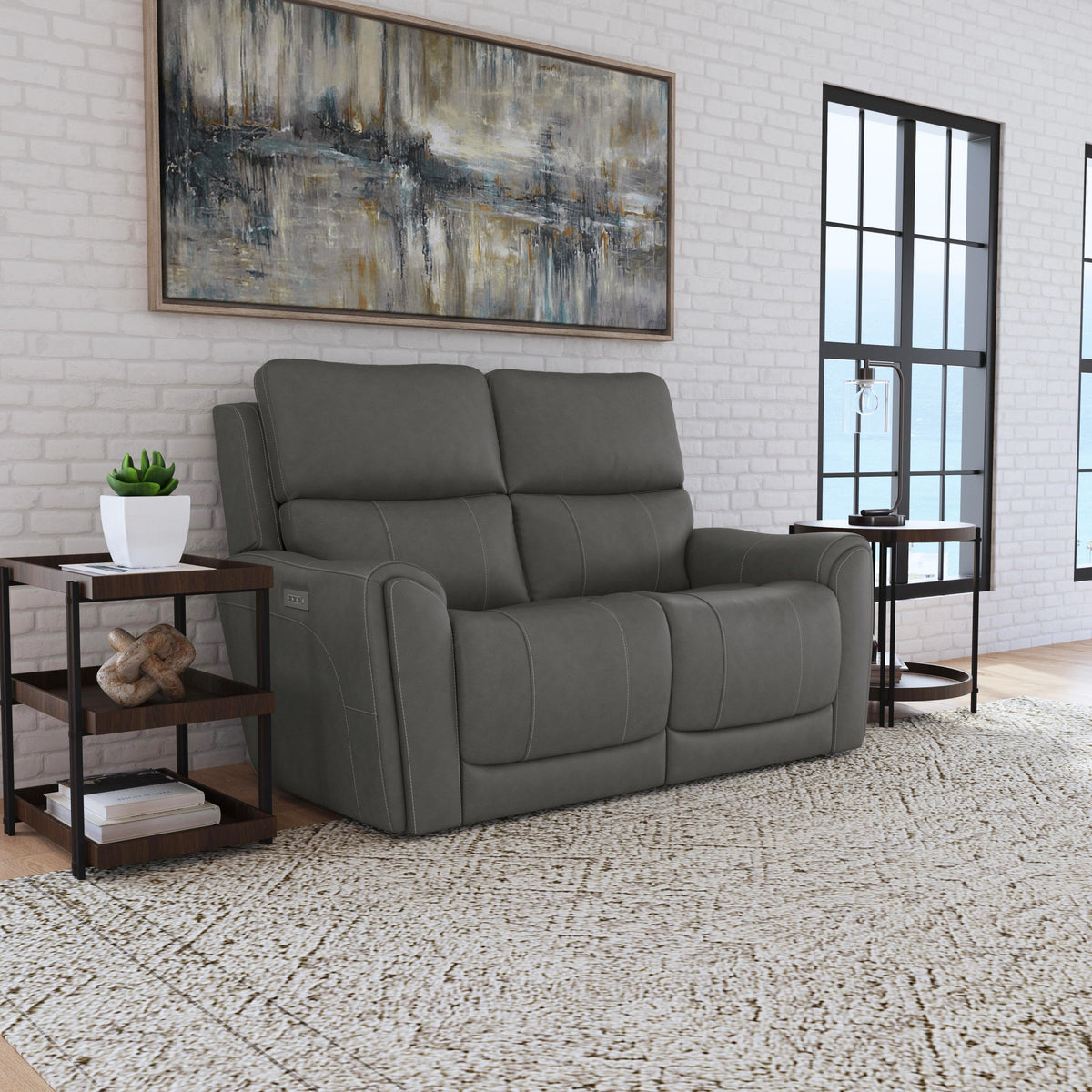 Carter Fabric Power Reclining Loveseat with Power Headrests & Lumbar