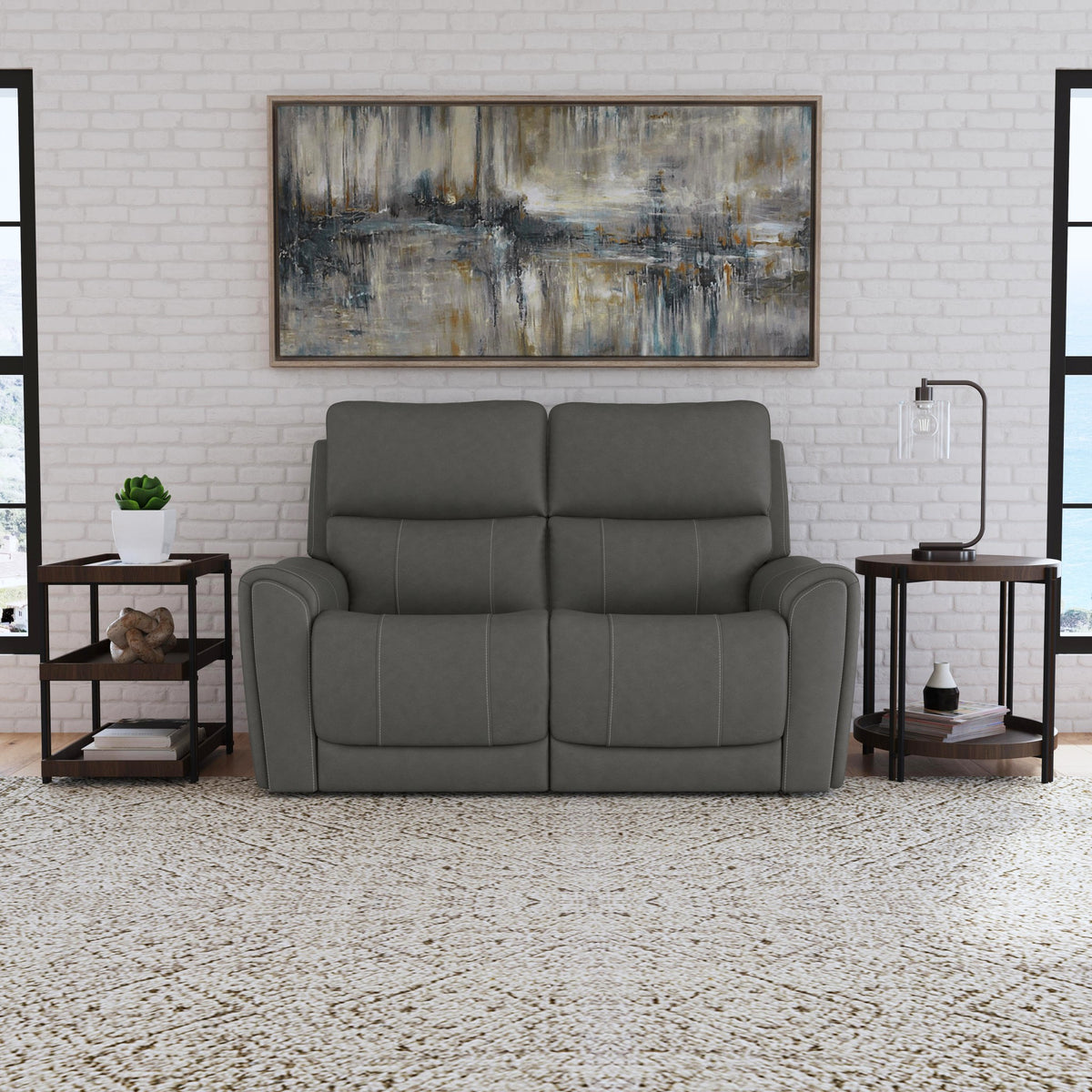 Carter Fabric Power Reclining Loveseat with Power Headrests & Lumbar