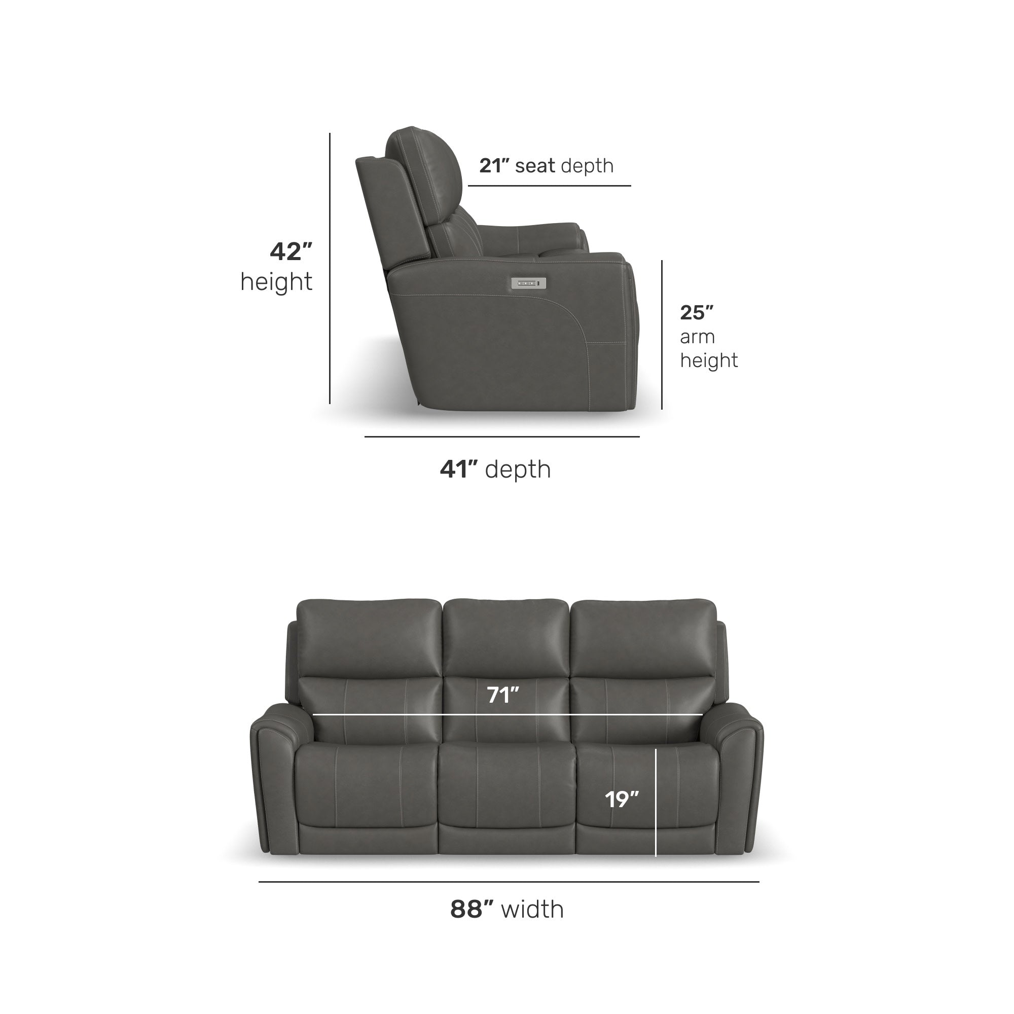 Carter Fabric Power Reclining Sofa with Console & Power Headrests & Lumbar
