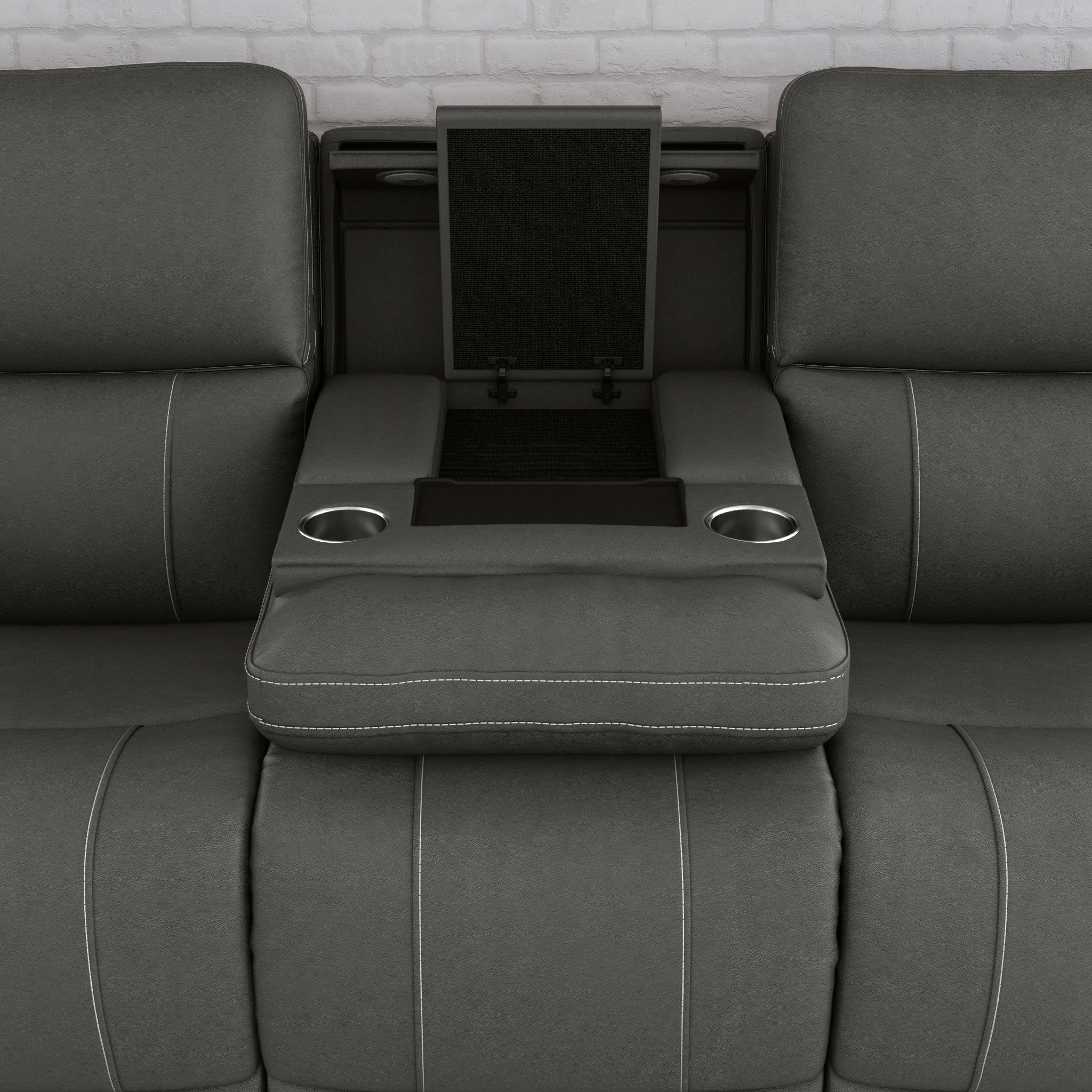 Carter Fabric Power Reclining Sofa with Console & Power Headrests & Lumbar