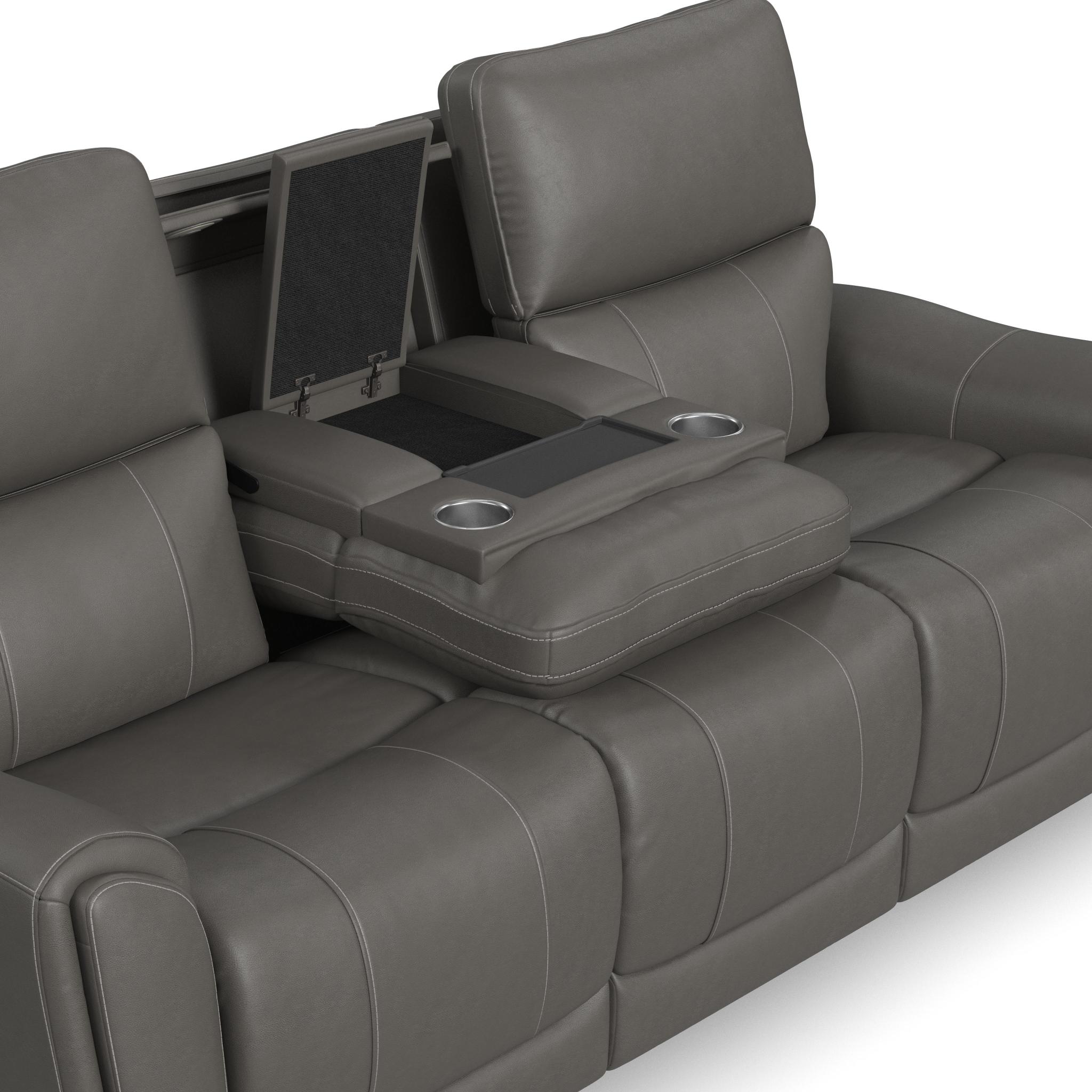 Carter Fabric Power Reclining Sofa with Console & Power Headrests & Lumbar