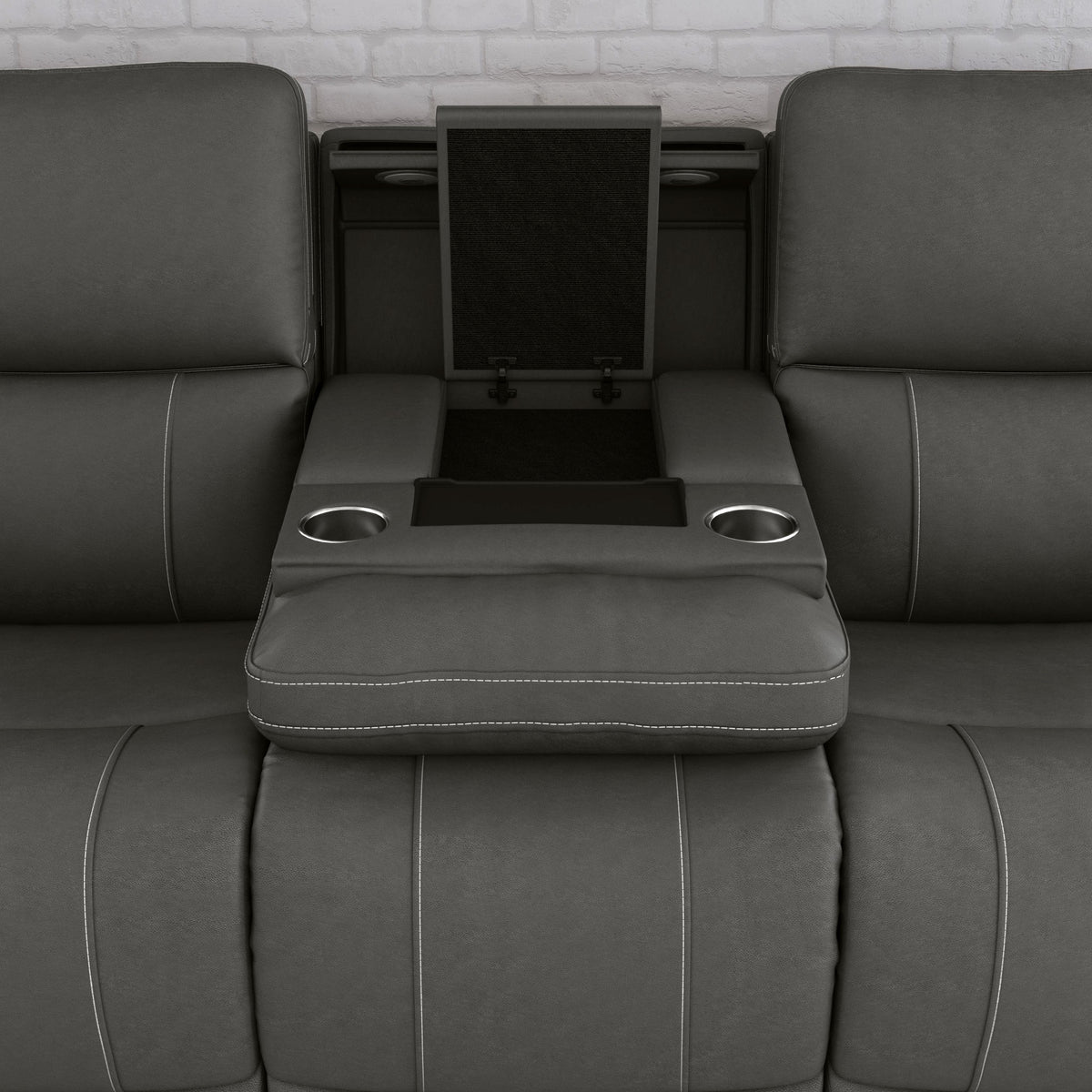 Carter Fabric Power Reclining Sofa with Console & Power Headrests & Lumbar
