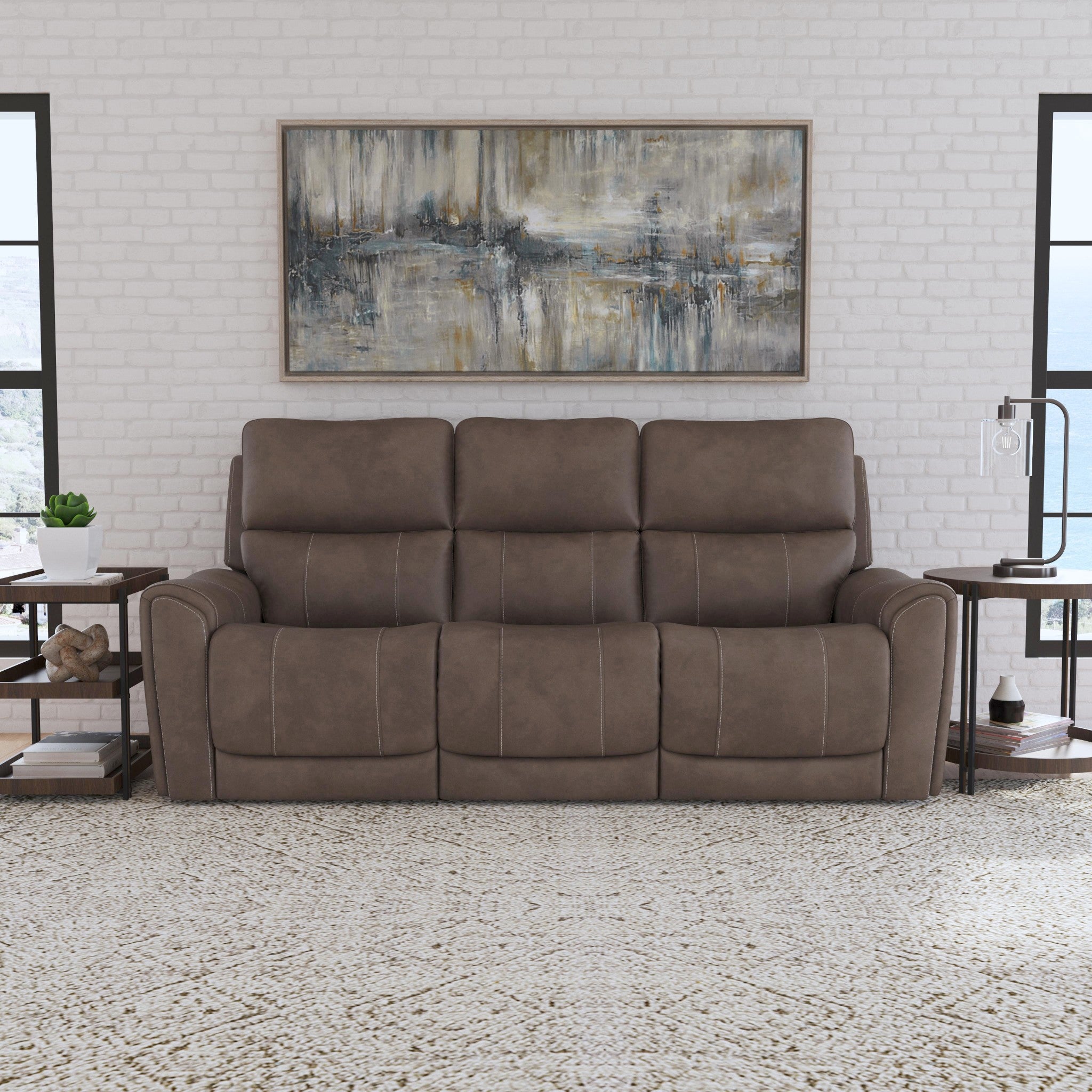Carter Fabric Power Reclining Sofa with Console & Power Headrests & Lumbar