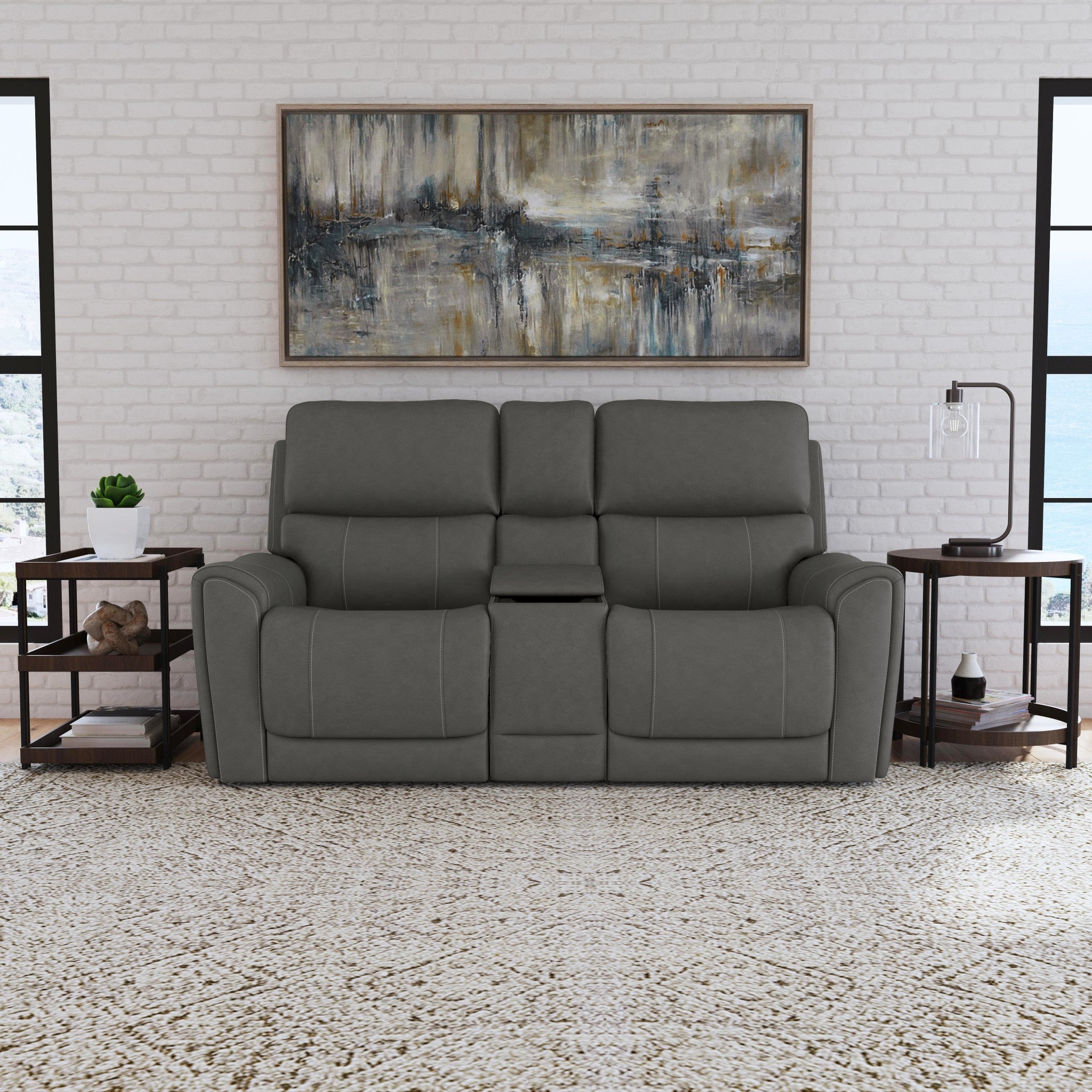 Carter Fabric Power Reclining Loveseat with Console & Power Headrests & Lumbar