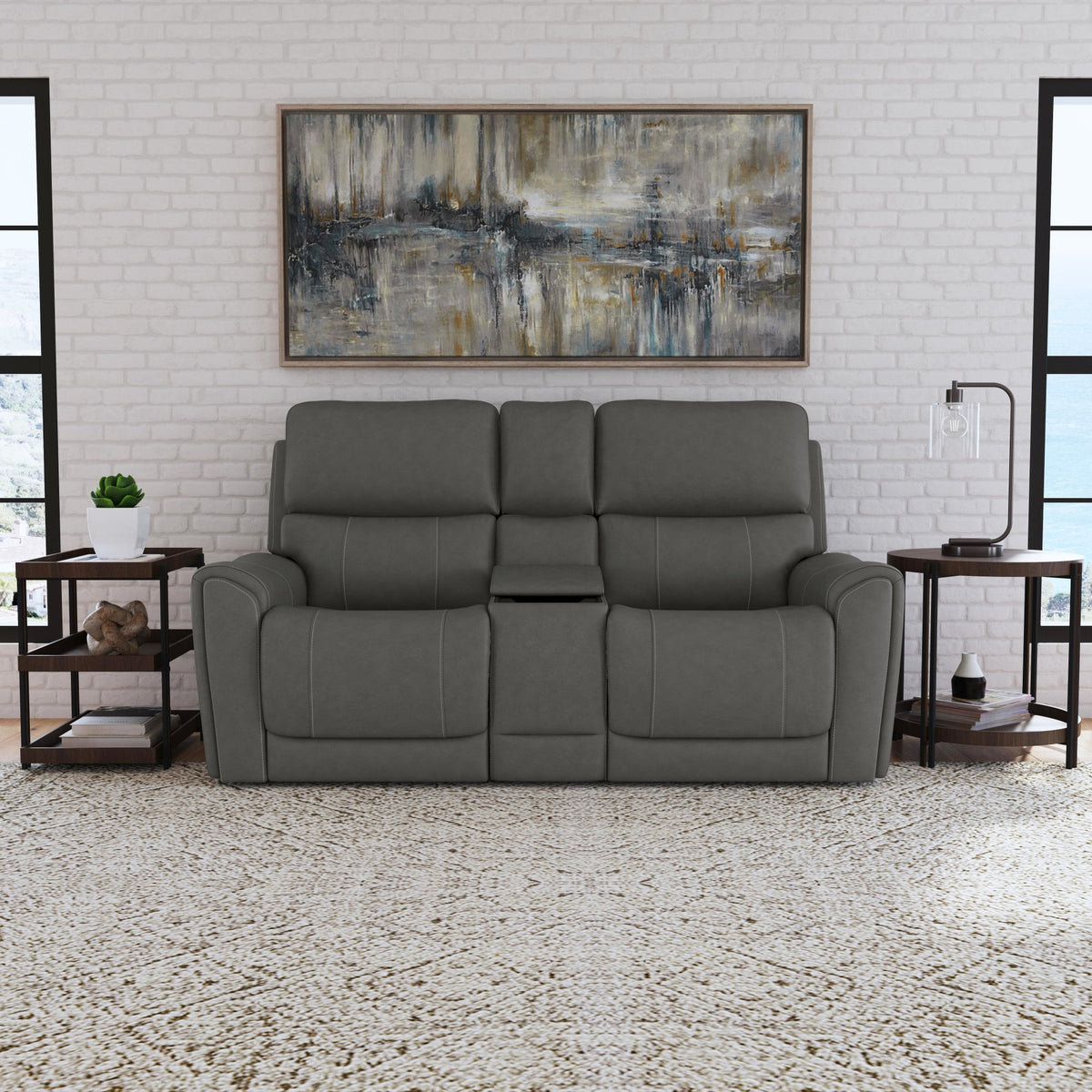 Carter Fabric Power Reclining Loveseat with Console & Power Headrests & Lumbar